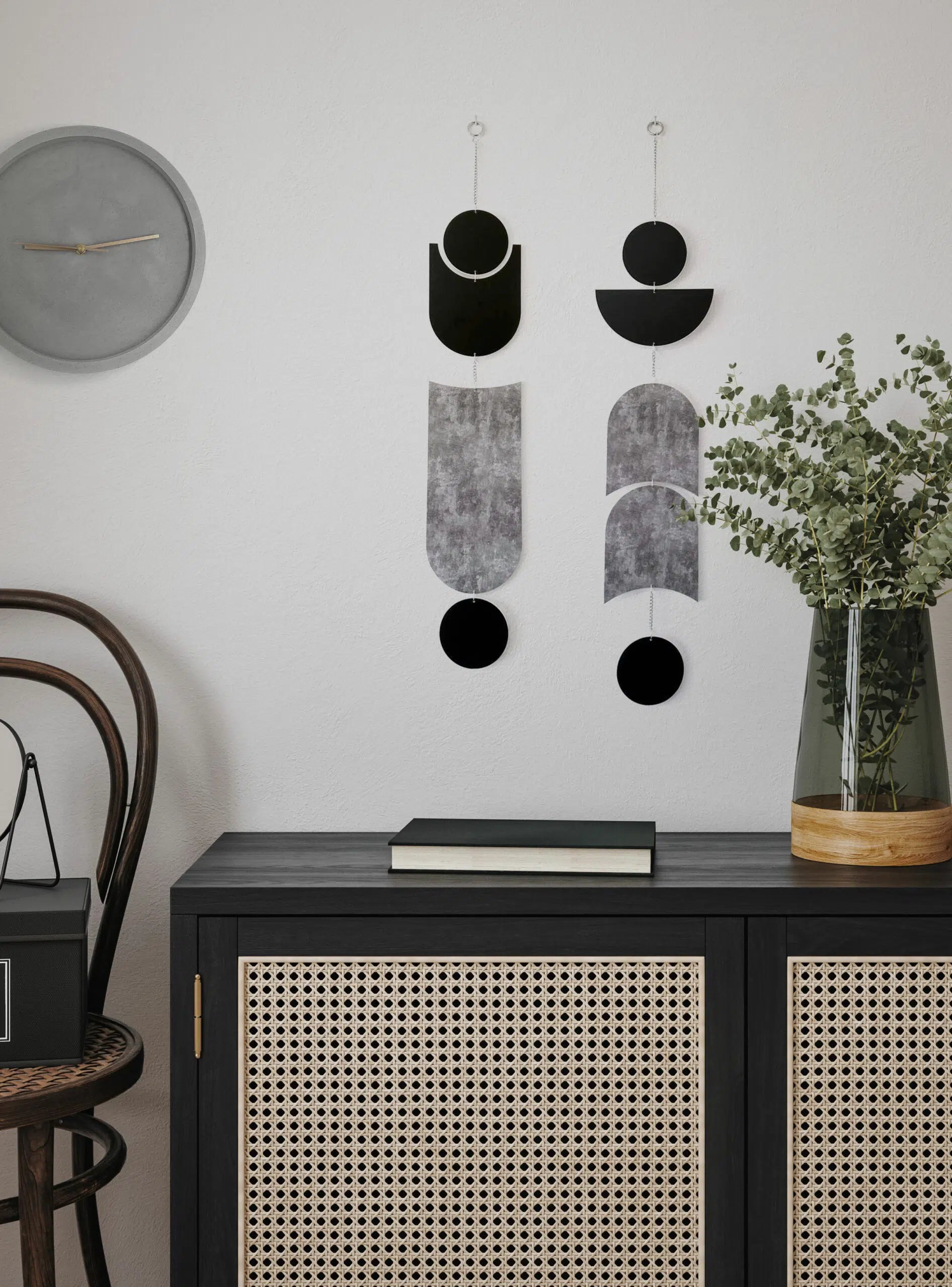 שלישיית תכשיטי קיר - אפור