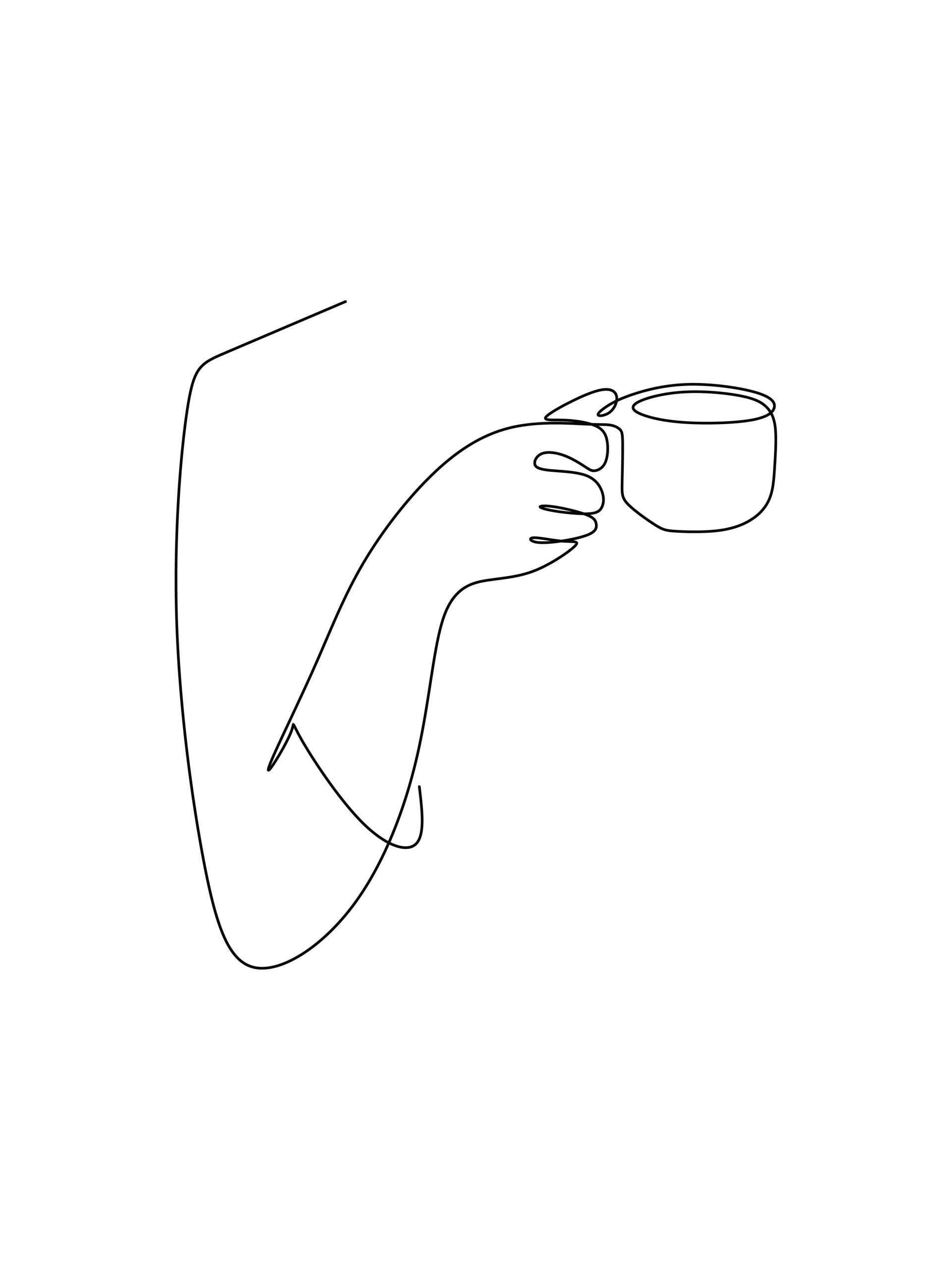 זוג הדפסים - One line Coffee