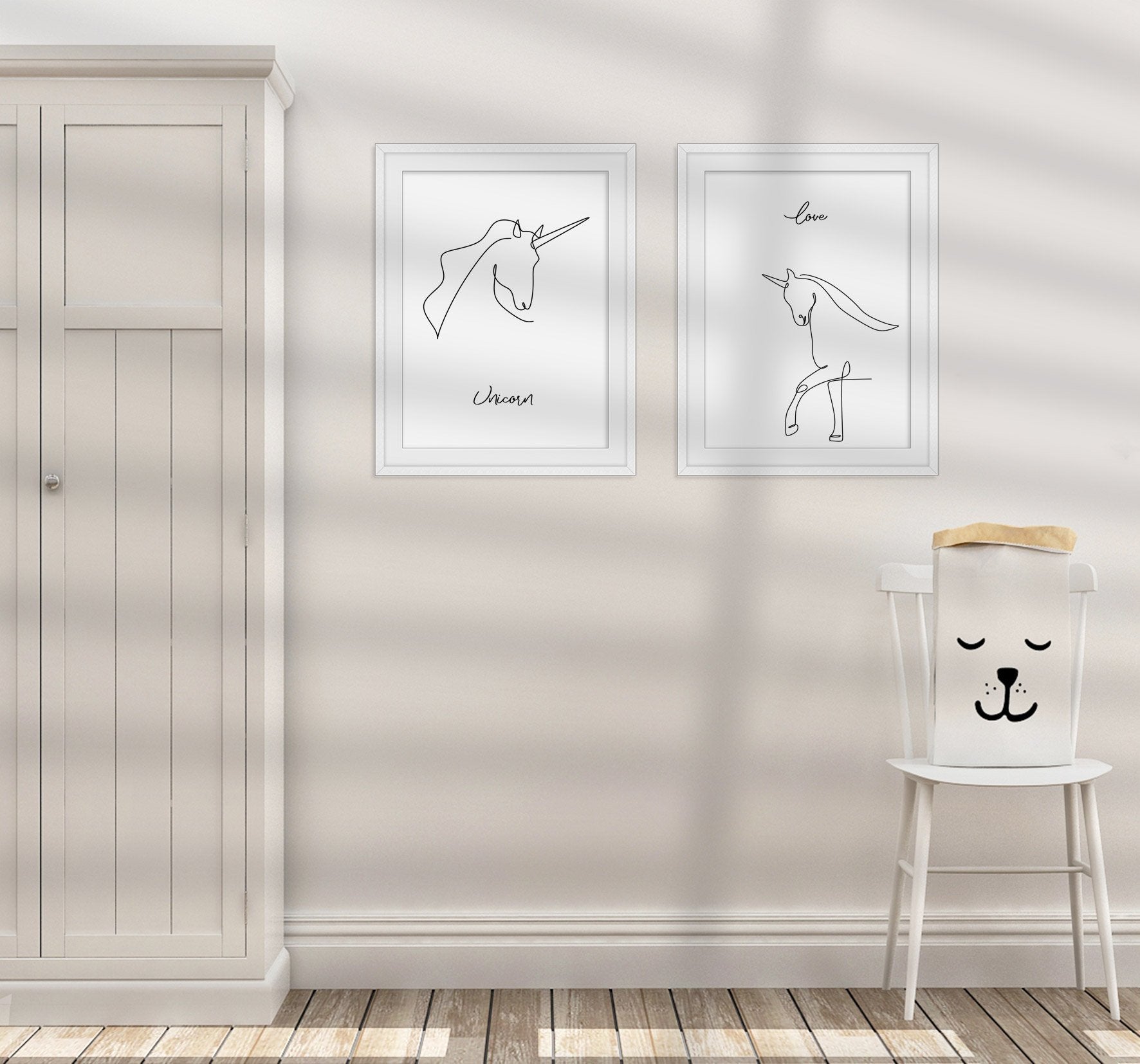 זוג פוסטרים - One line Unicorn