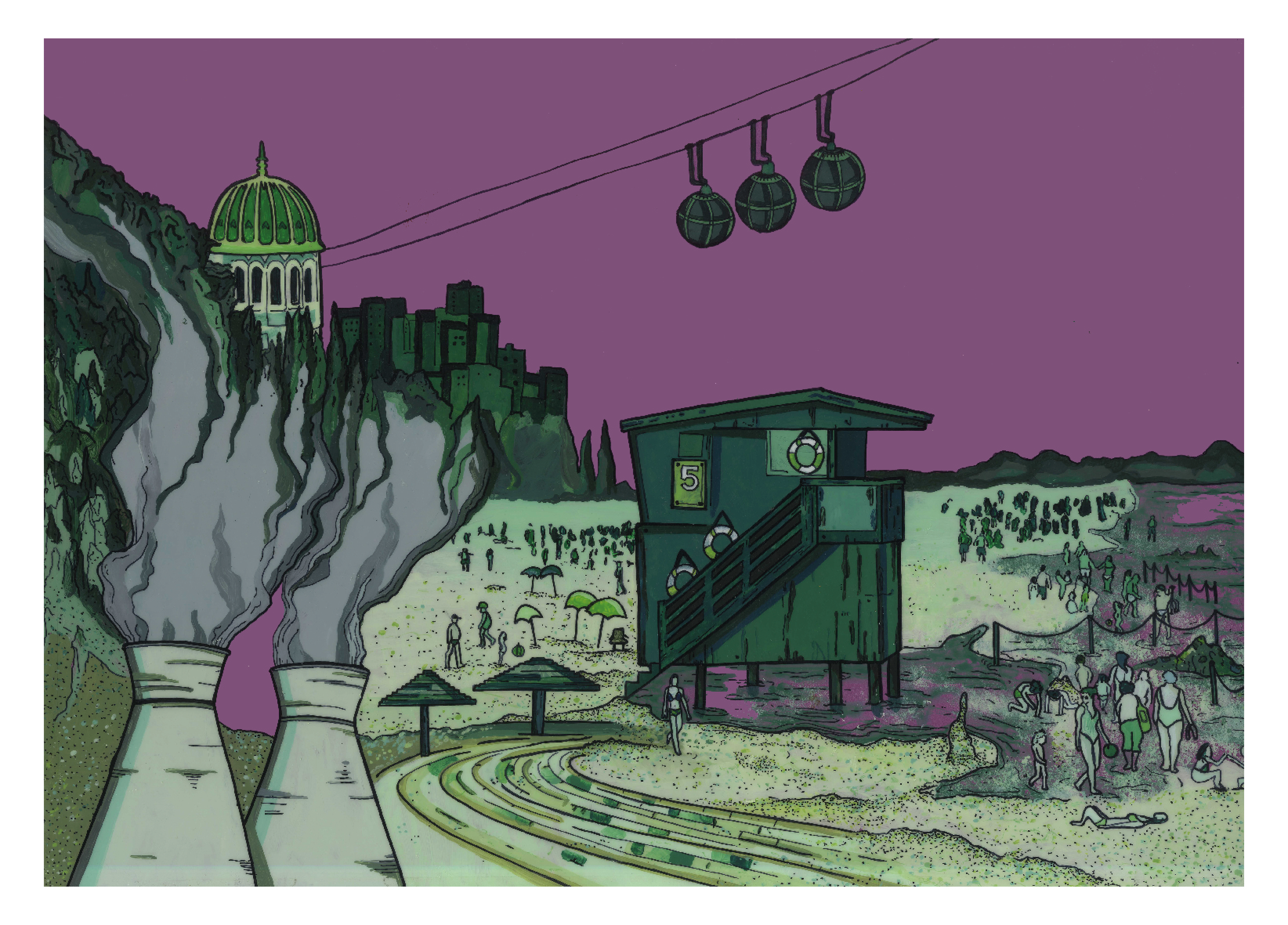 הדפס אומנותי מקורי - מסיבה בחיפה