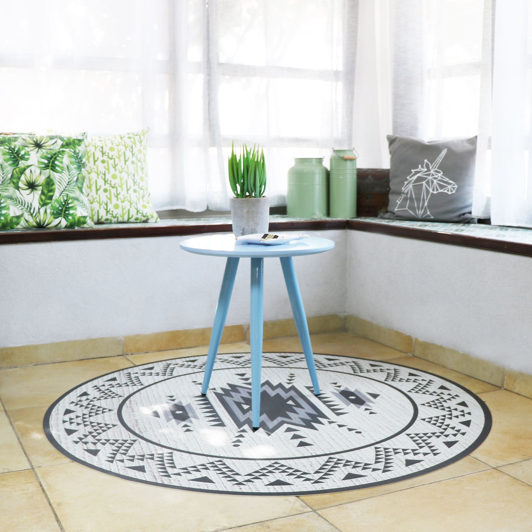 שטיח ויניל עגול - דגם Boho BW