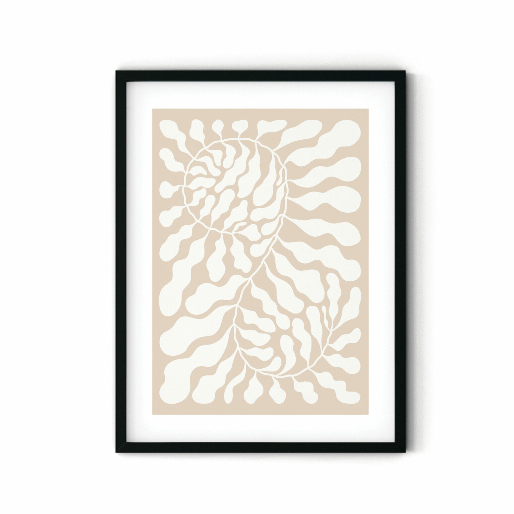 הדפס - Organic beige leaf