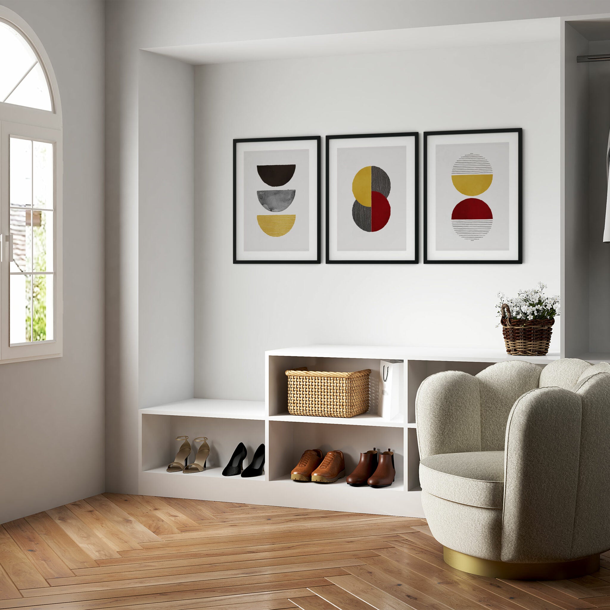 שלישיית הדפסים - Colourful shapes