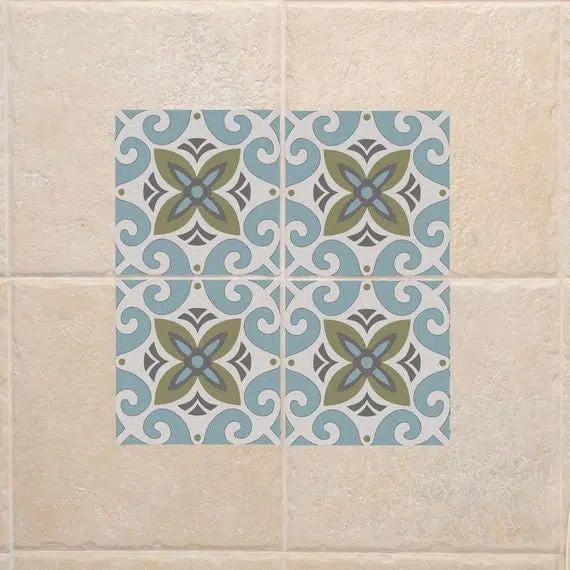 מדבקות אריחי קיר - ערבסק אפור