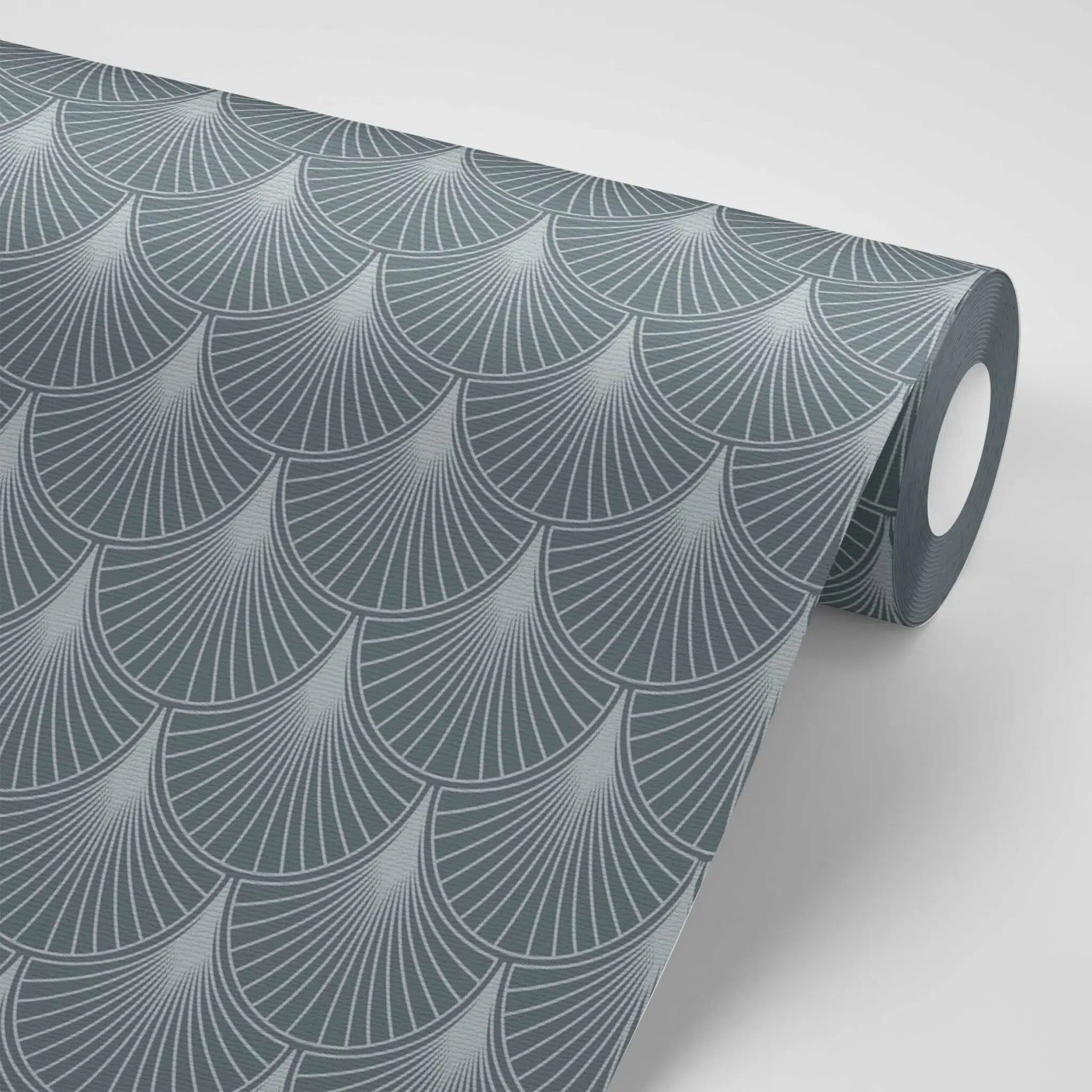 טפט לקיר - דגם ארט דקו אפור כחול