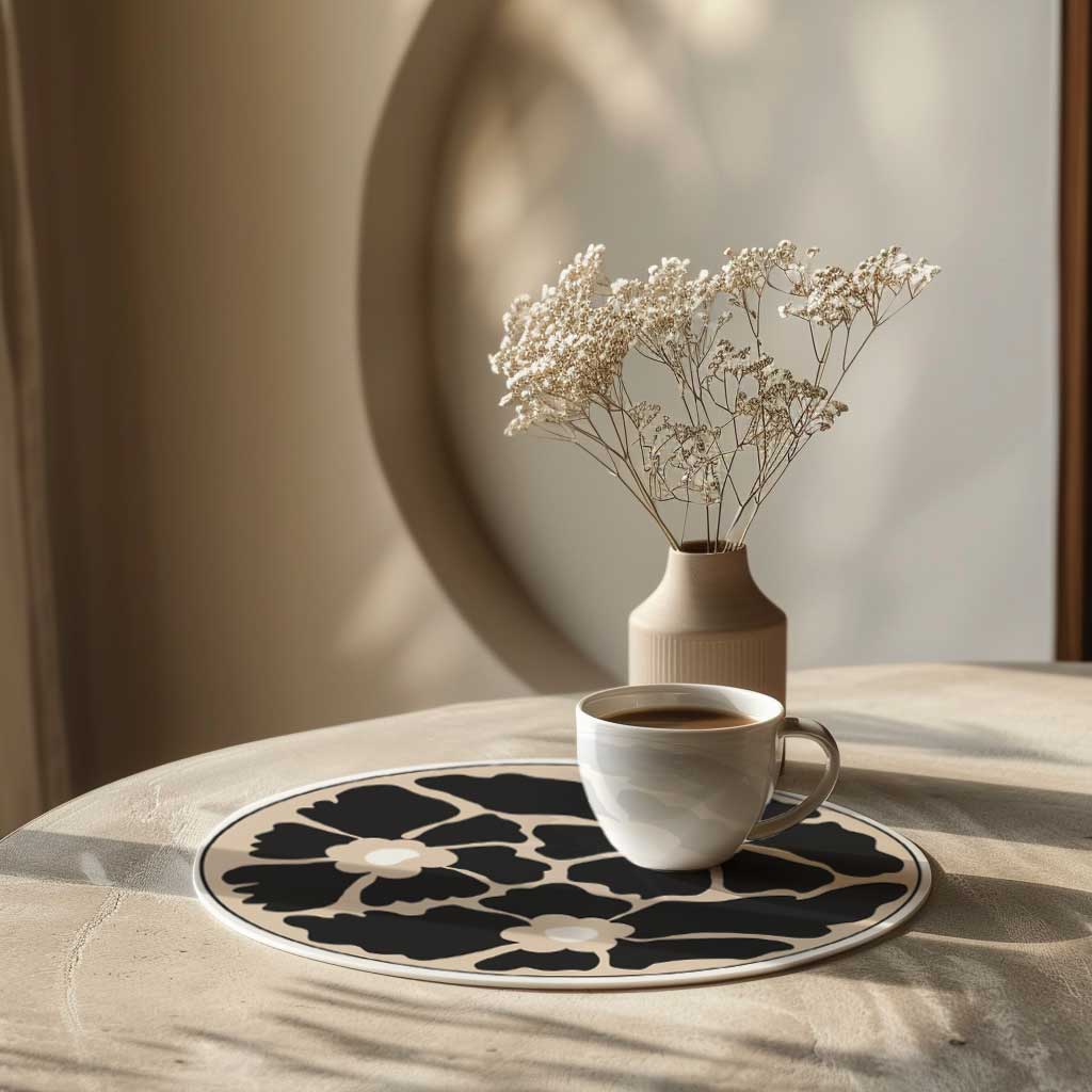 פלייסמט ויניל - עגול Black Leaf