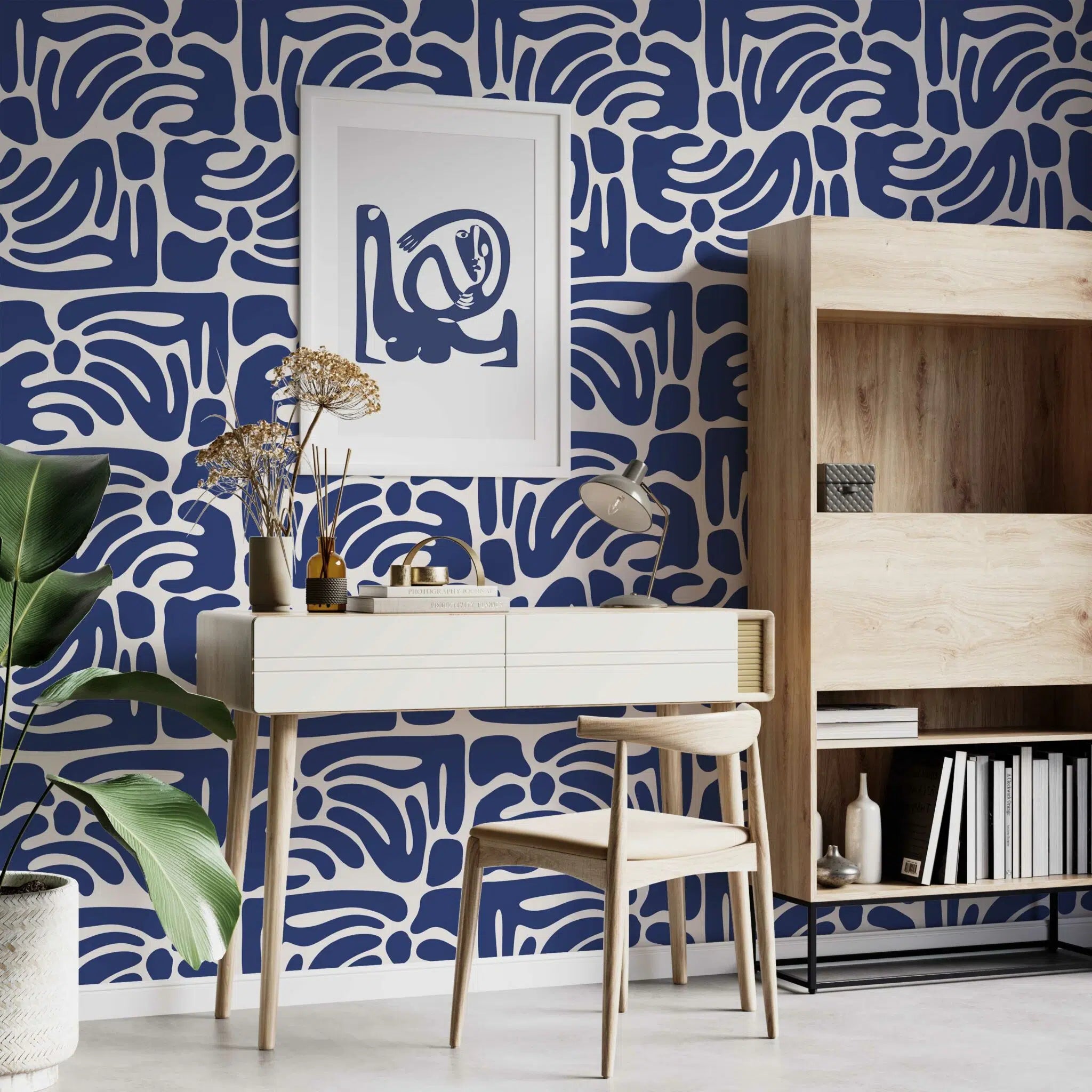 טפט לקיר - דגם כחול אבסטרקט