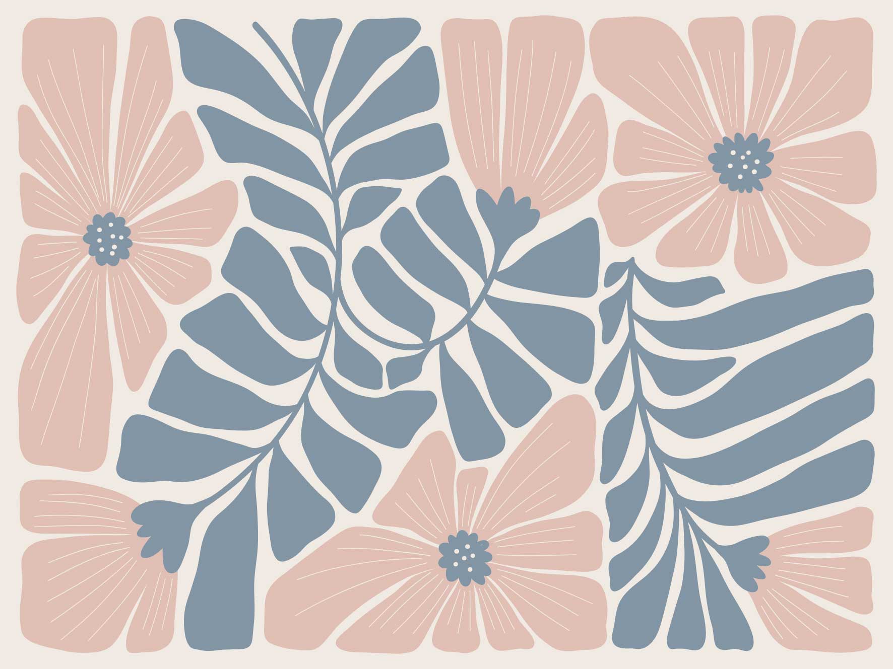 פלייסמט ויניל - דגם Blush blue floral