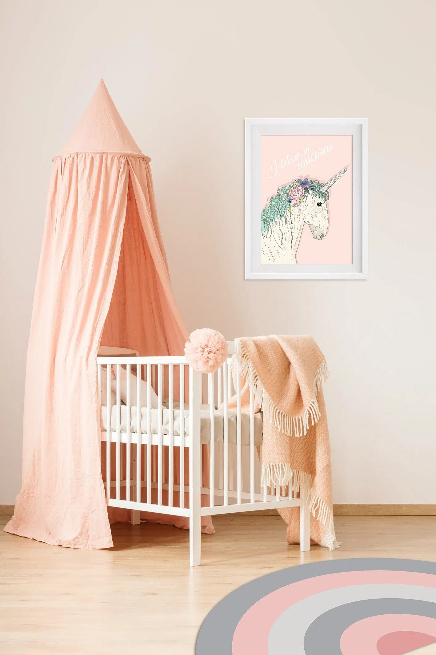 שטיח ויניל חצי עיגול - Blush Rainbow