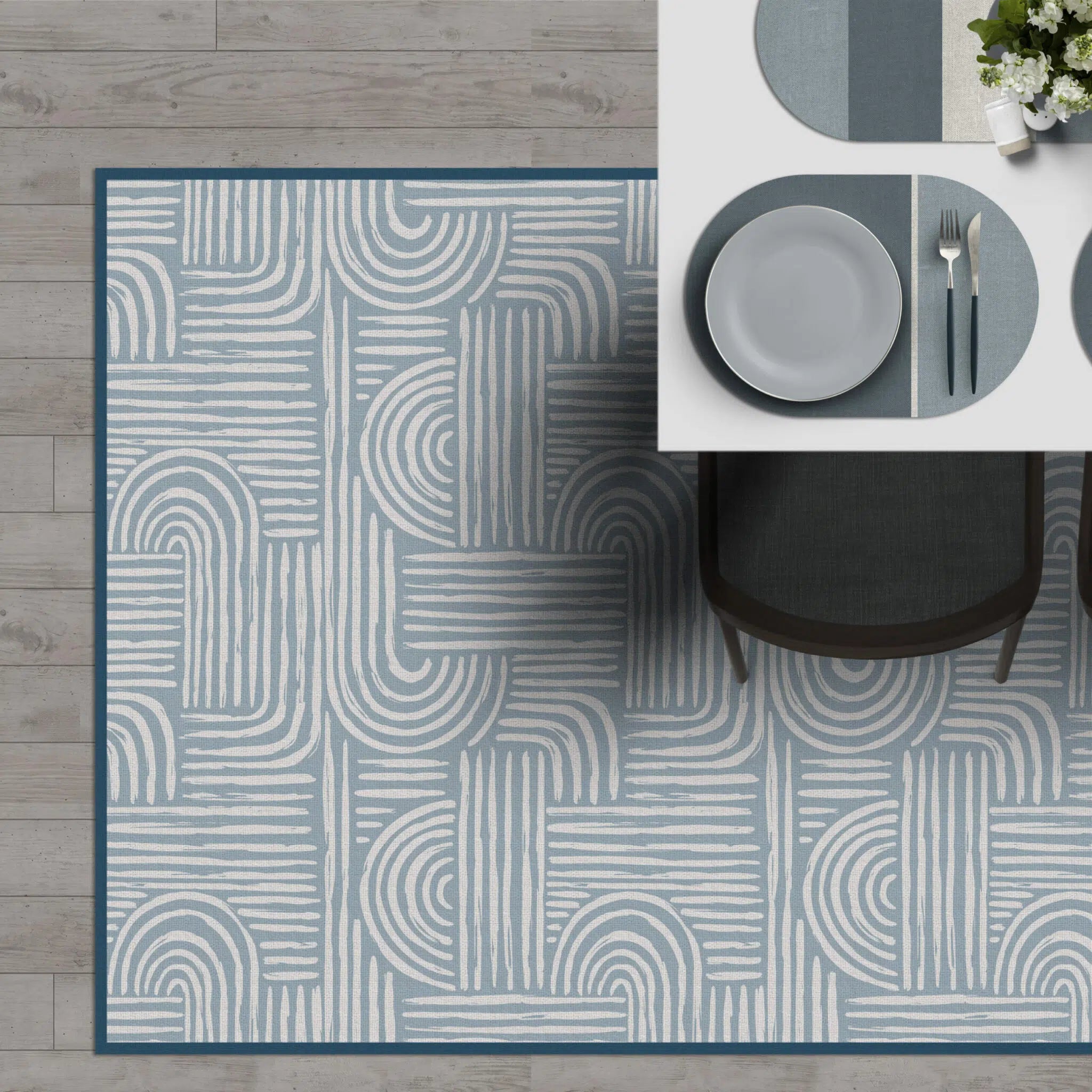 עודפים - שטיח דגם Boho Blue Lines 55/80