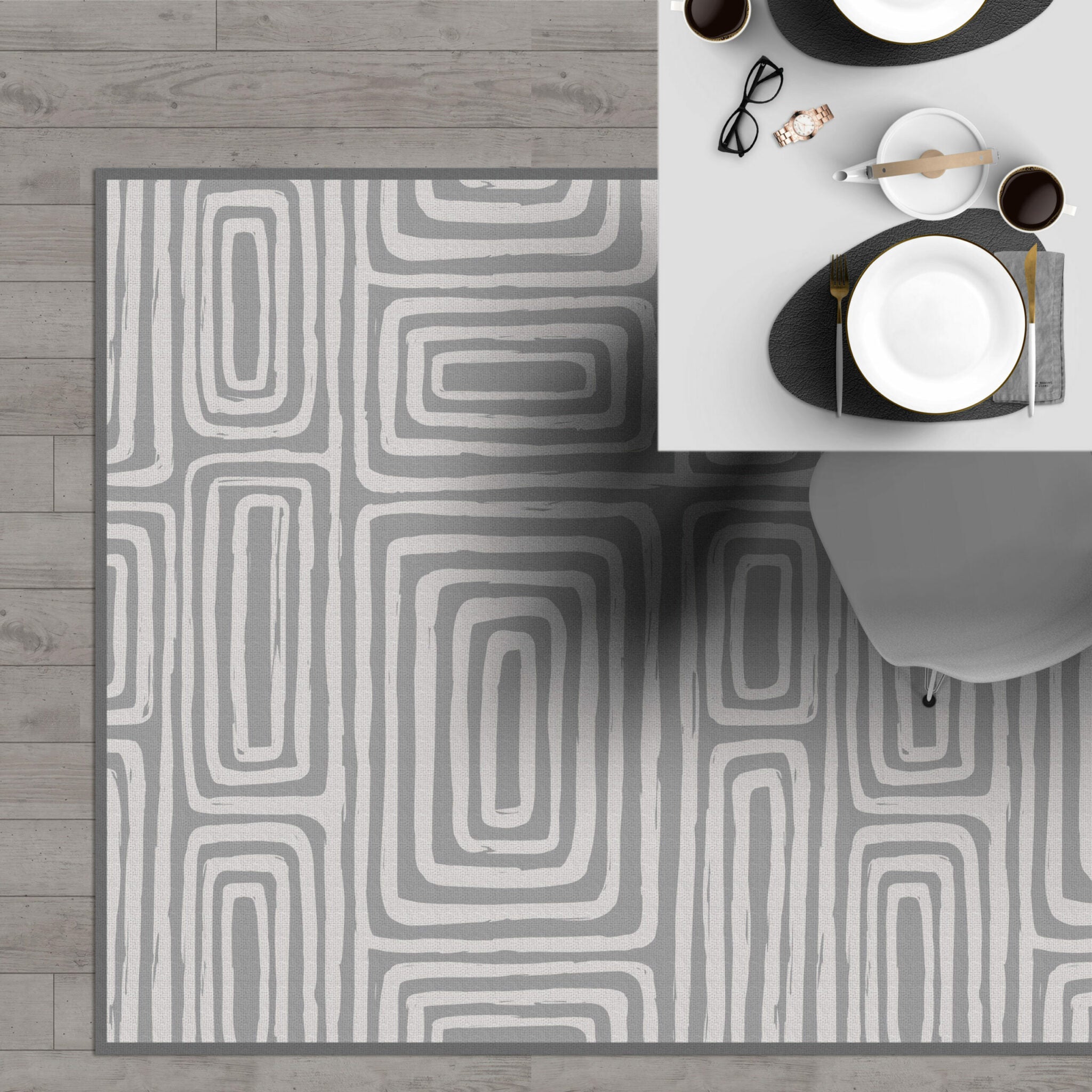 שטיח ויניל - דגם Boho Gray Lines
