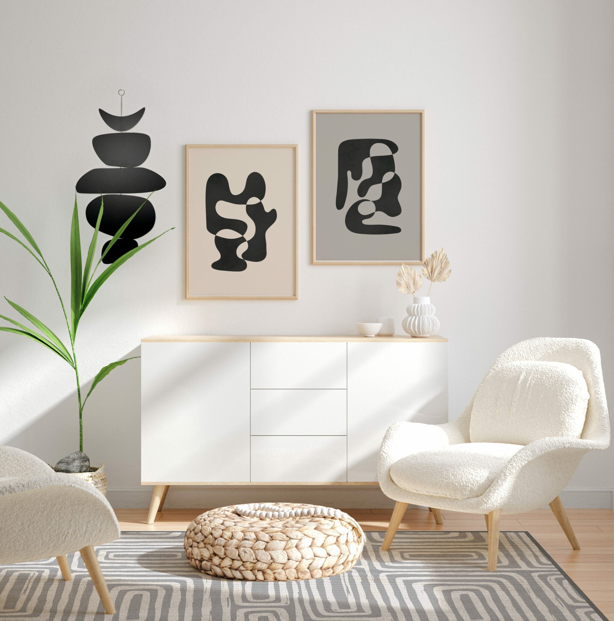 שטיח ויניל - דגם Boho Gray Lines