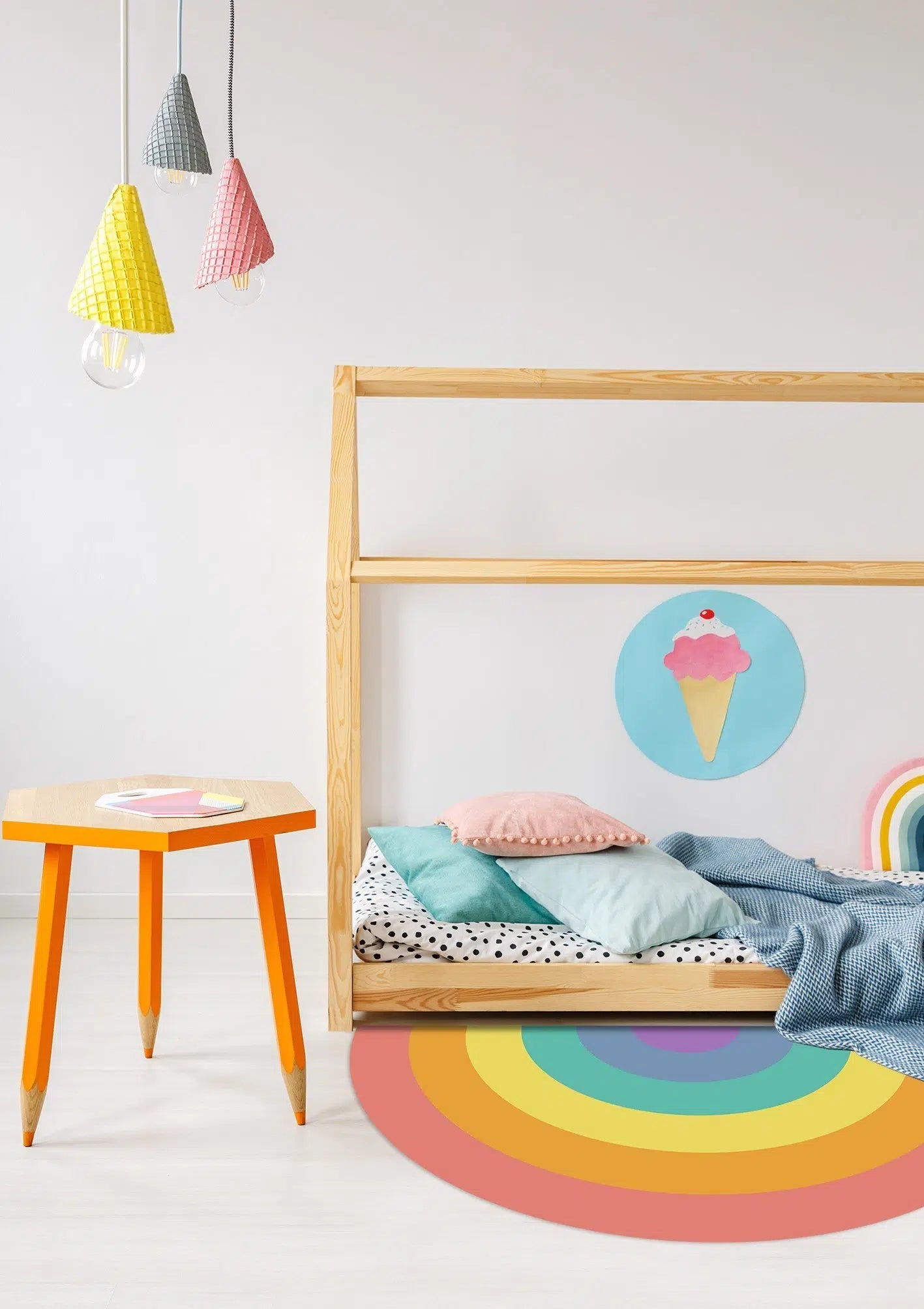 שטיח ויניל חצי עיגול - Colourful Rainbow