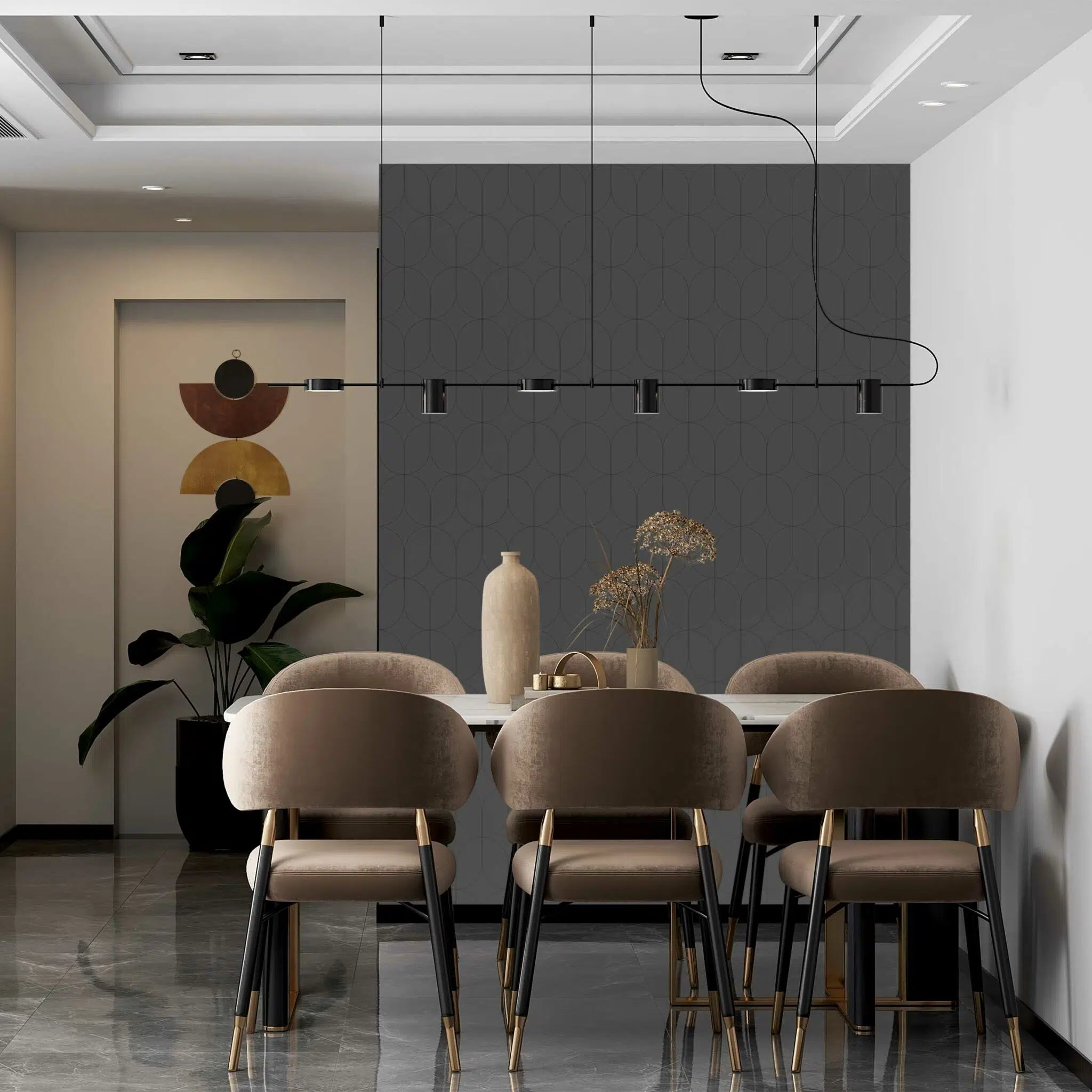 טפט לקיר - דגם גיאומטרי כהה