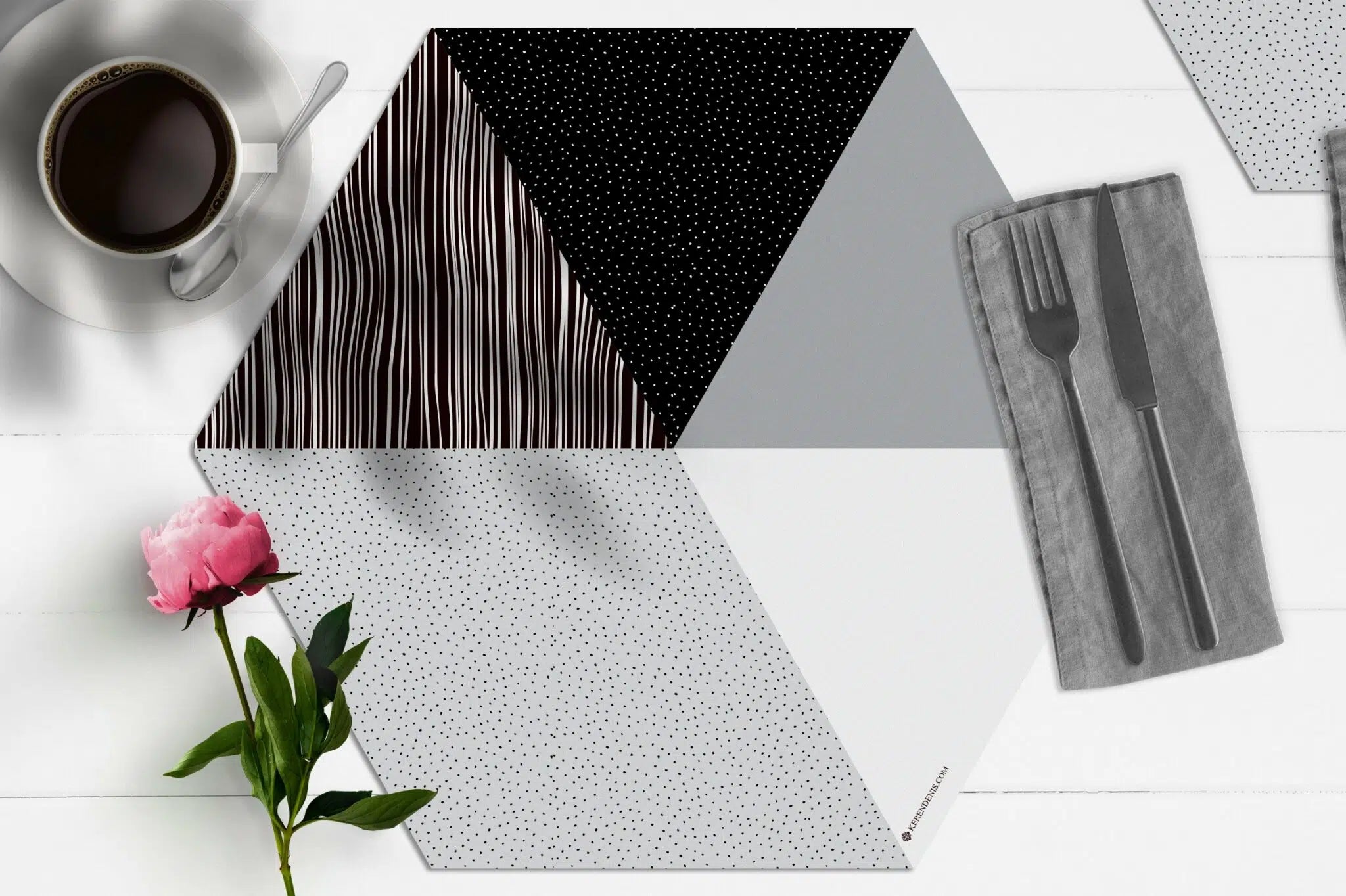 פלייסמט ויניל - משושה אפור