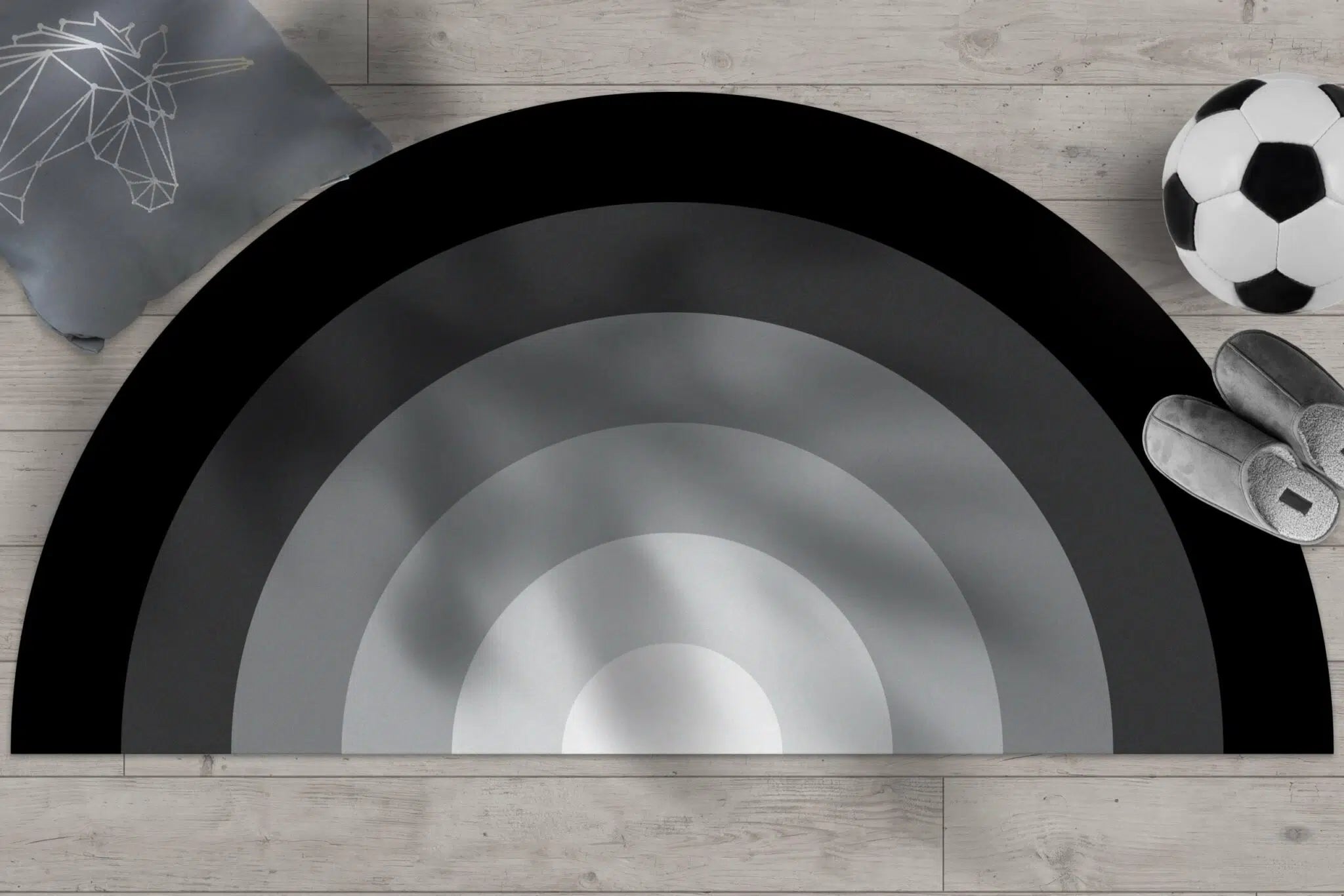 שטיח ויניל חצי עיגול - Gray Rainbow