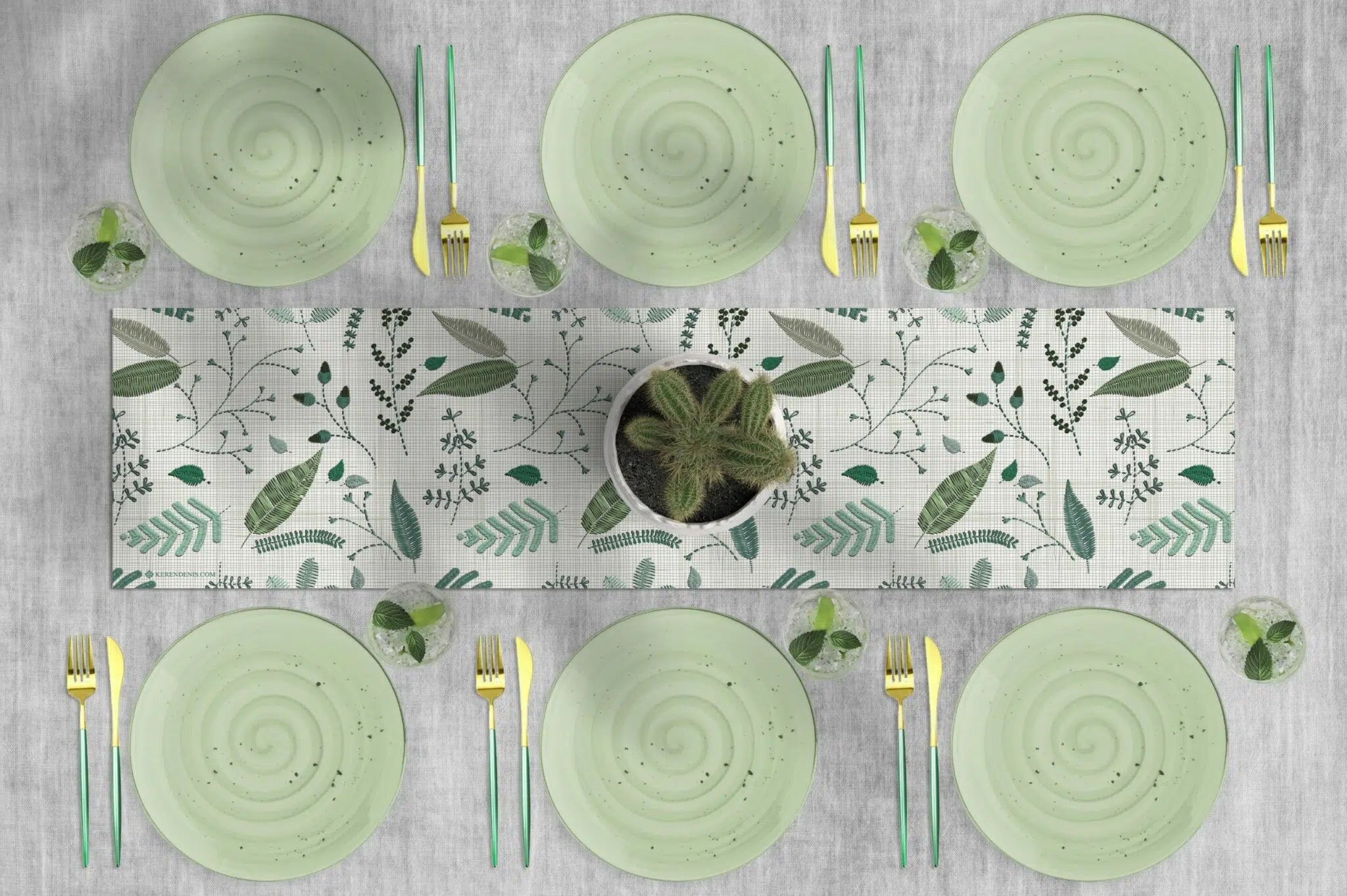 ראנר ויניל - דגם רקמת צמחים