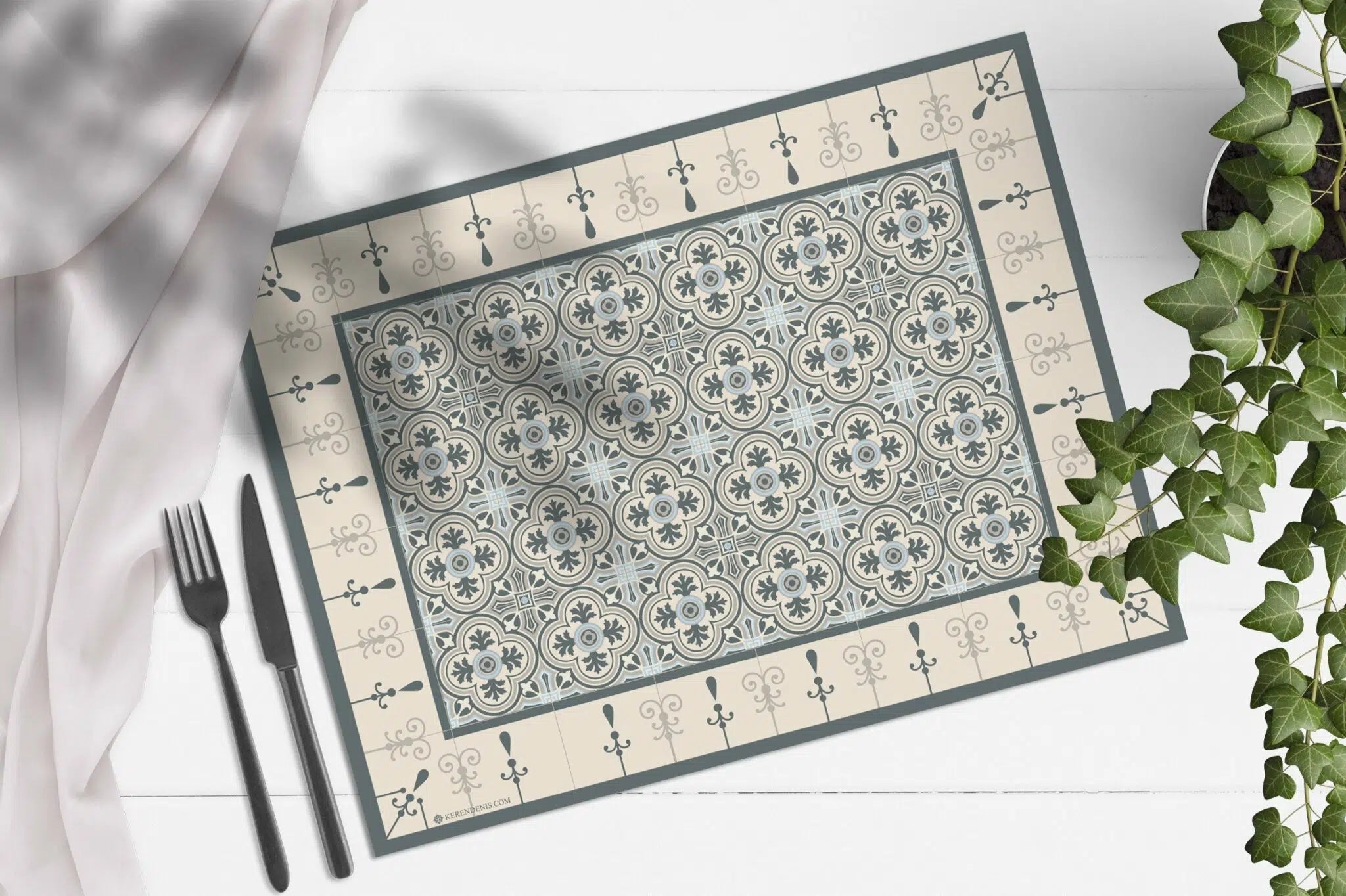 פלייסמט ויניל - דגם רומא אפור