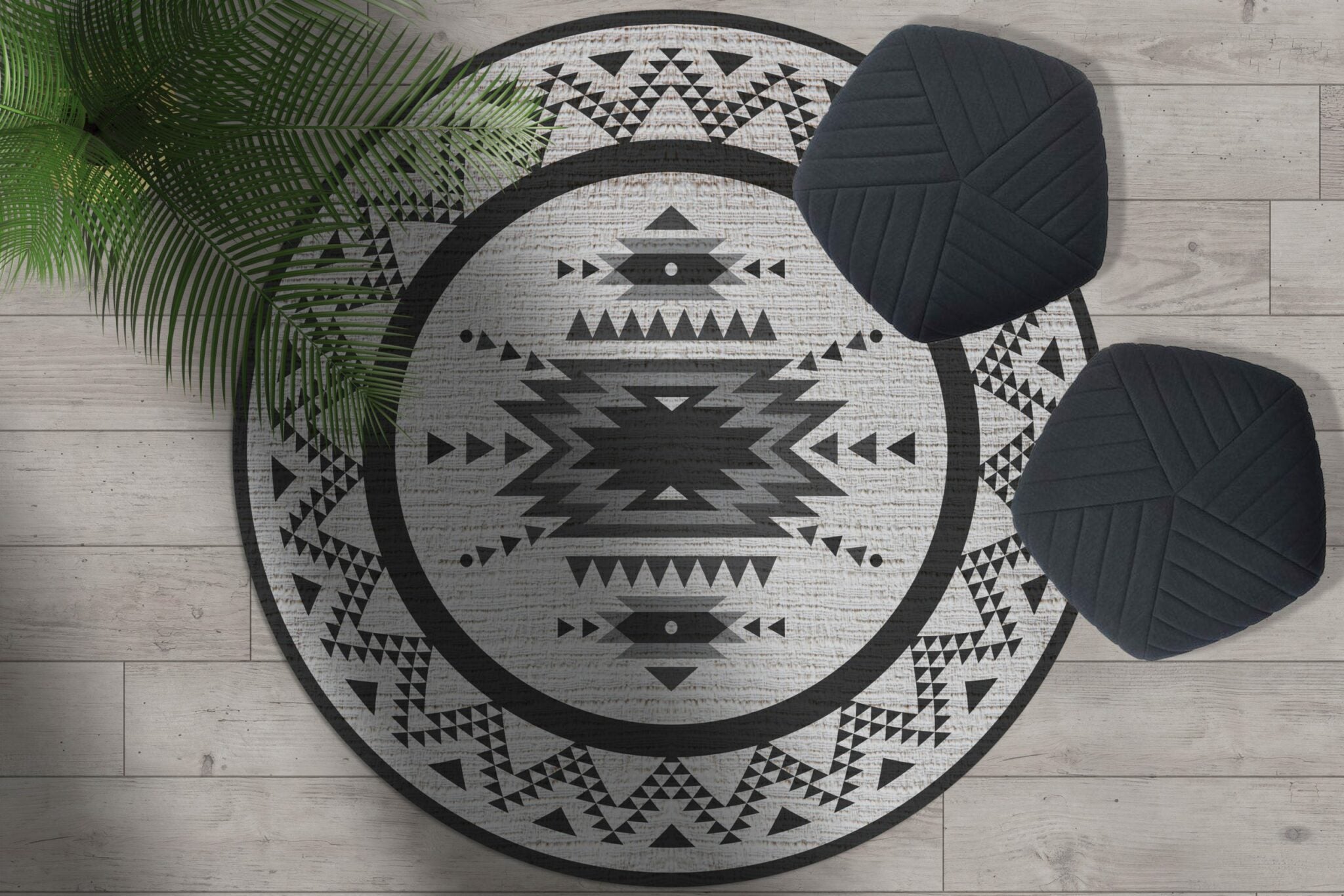 שטיח ויניל עגול - דגם Boho BW