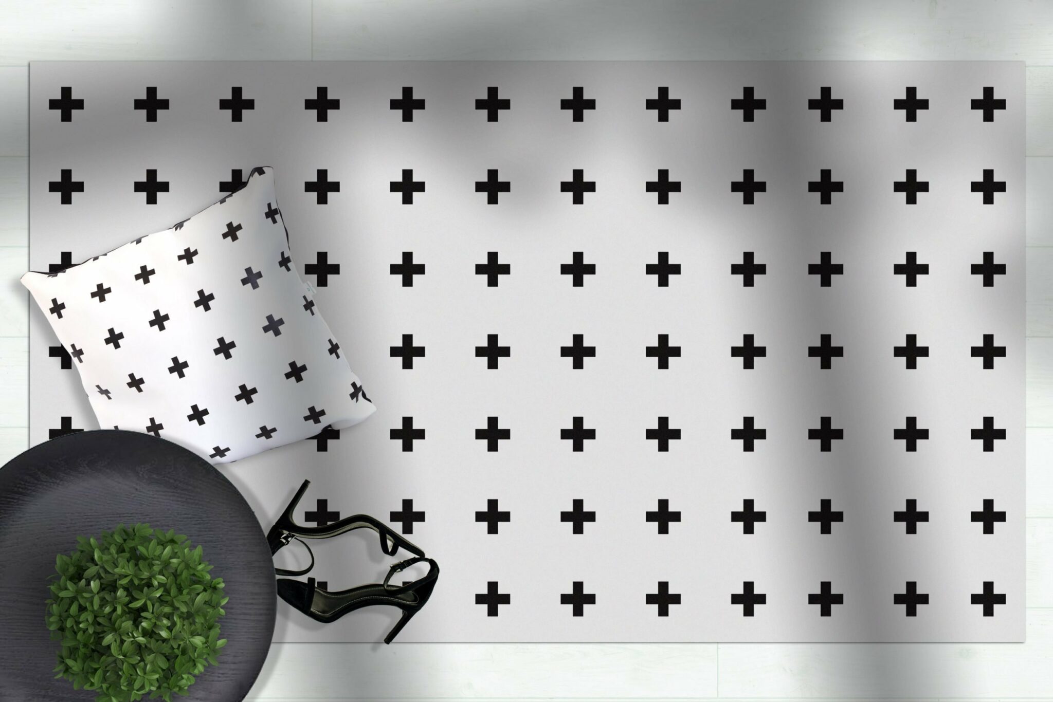 שטיח ויניל - דגם פלוס לבן