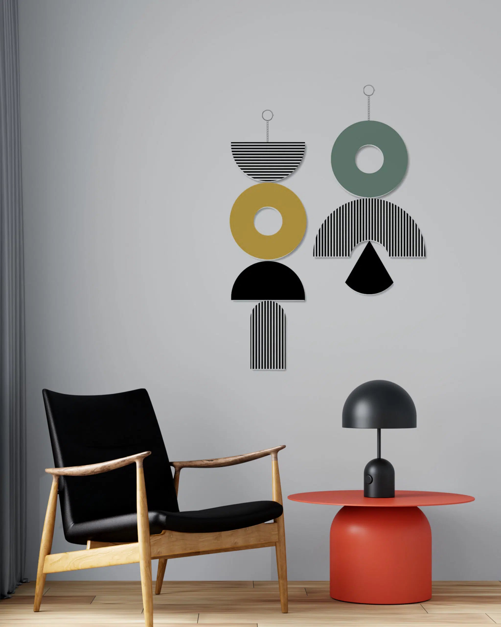 תכשיט קיר גיאומטרי צהוב