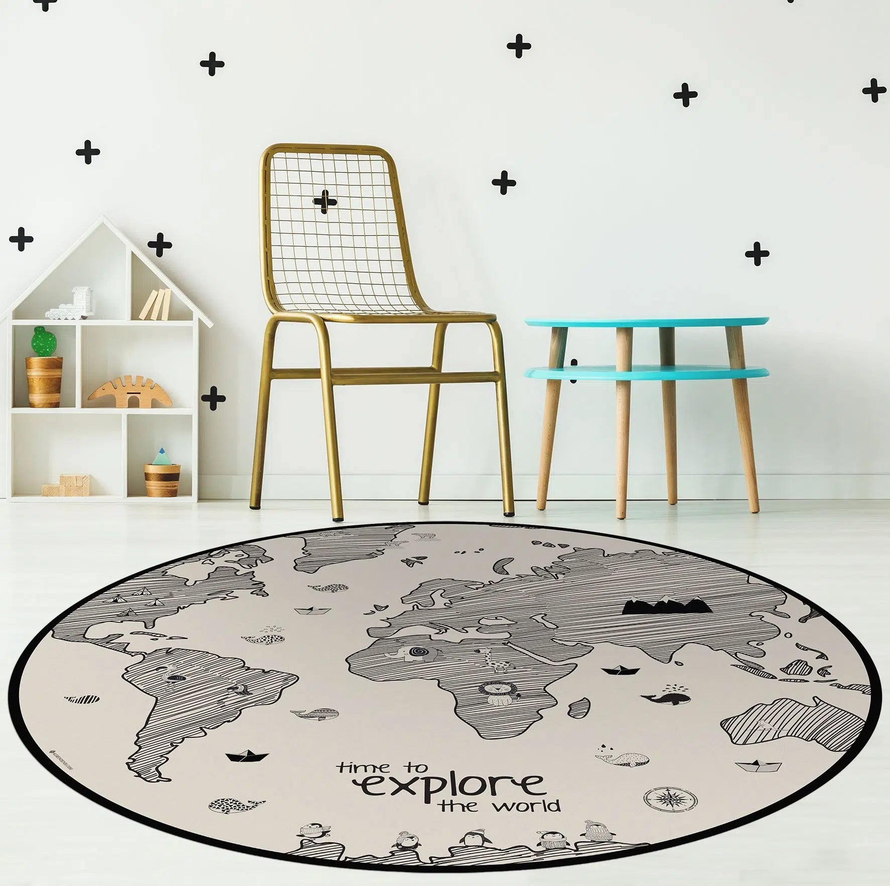 שטיח ויניל עגול - דגם גלובוס