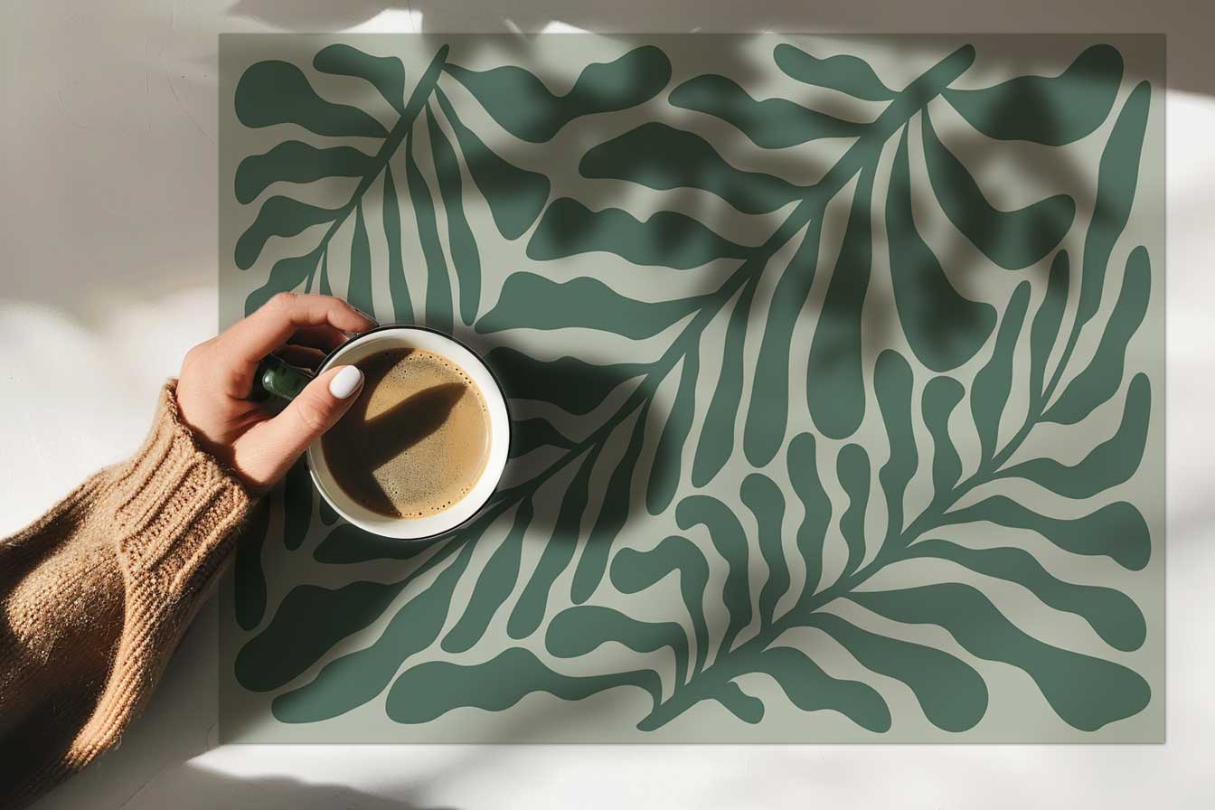 פלייסמט ויניל - דגם Green leaf