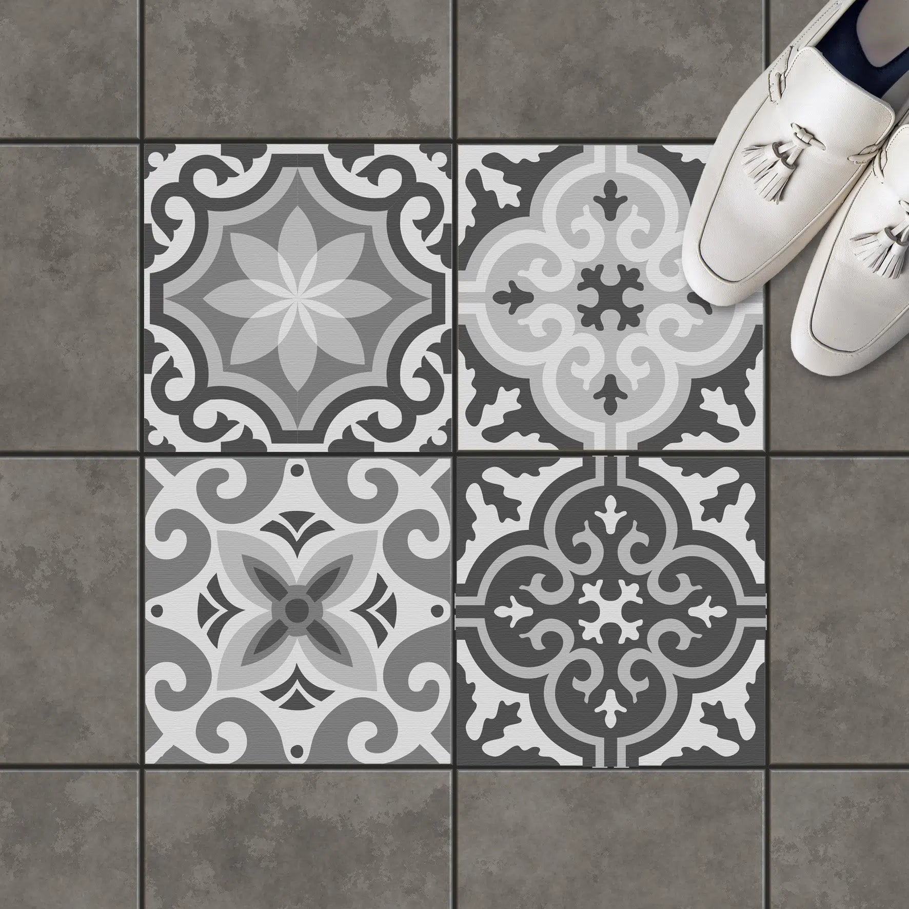 מדבקות אריחים דגם - Tiles אפור