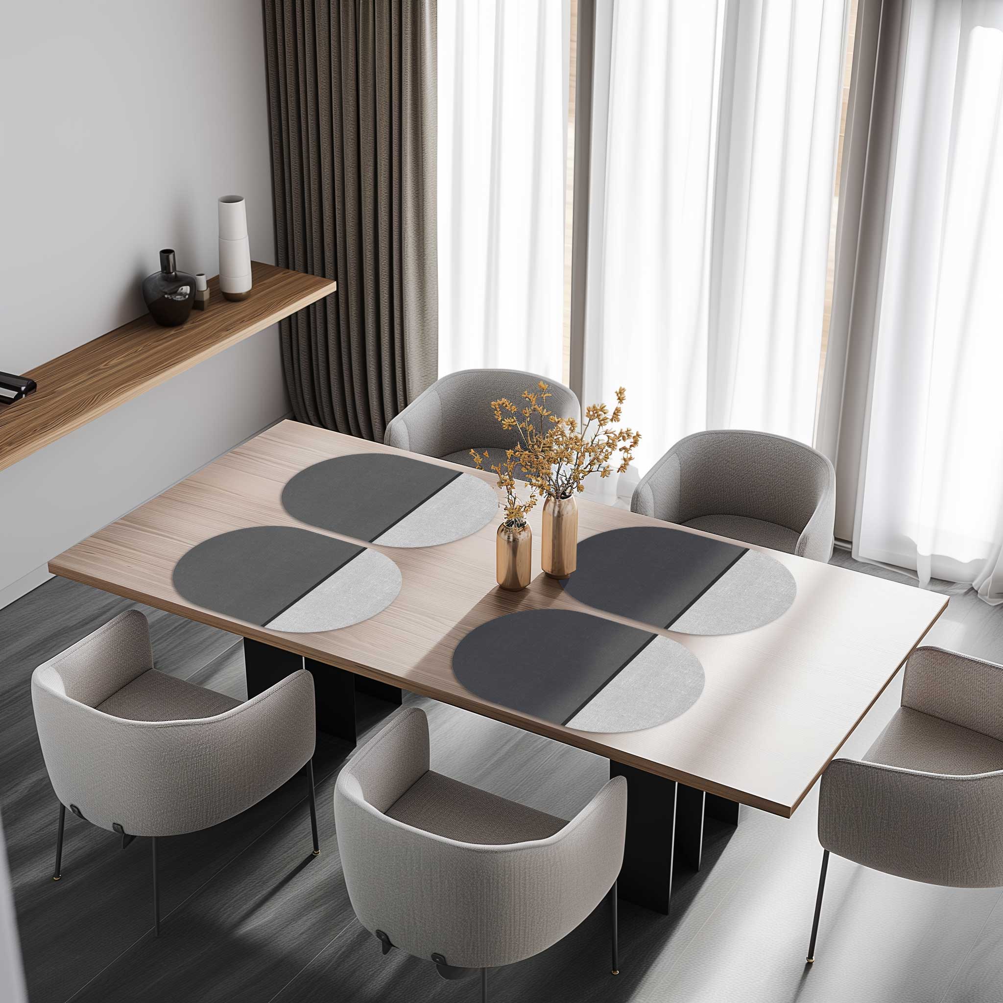 פלייסמט ויניל אליפטי - דגם אפור