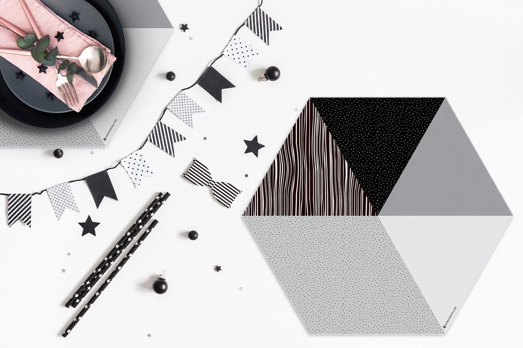 פלייסמט ויניל - משושה אפור