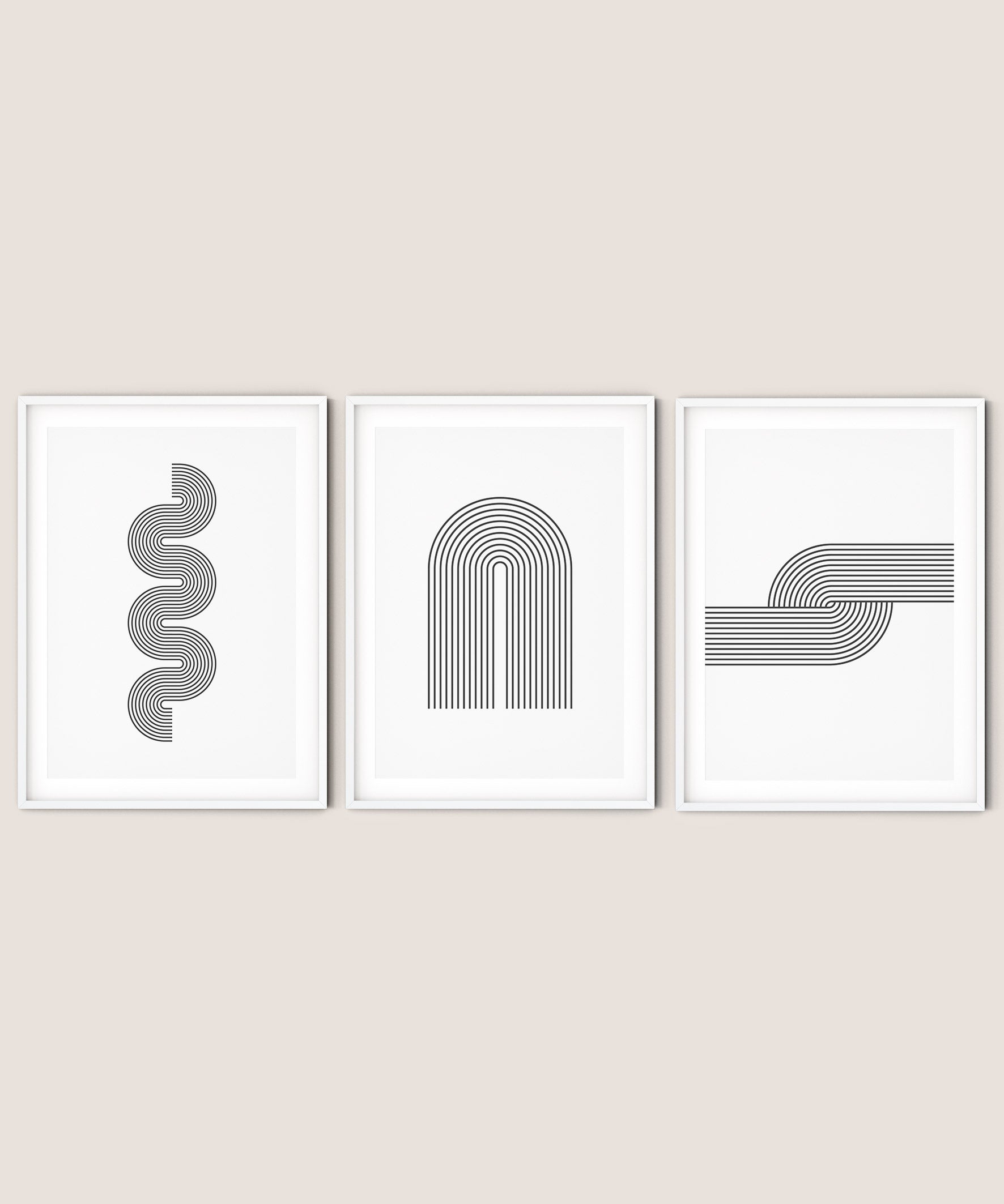 שלישיית הדפסים - Geometric shapes