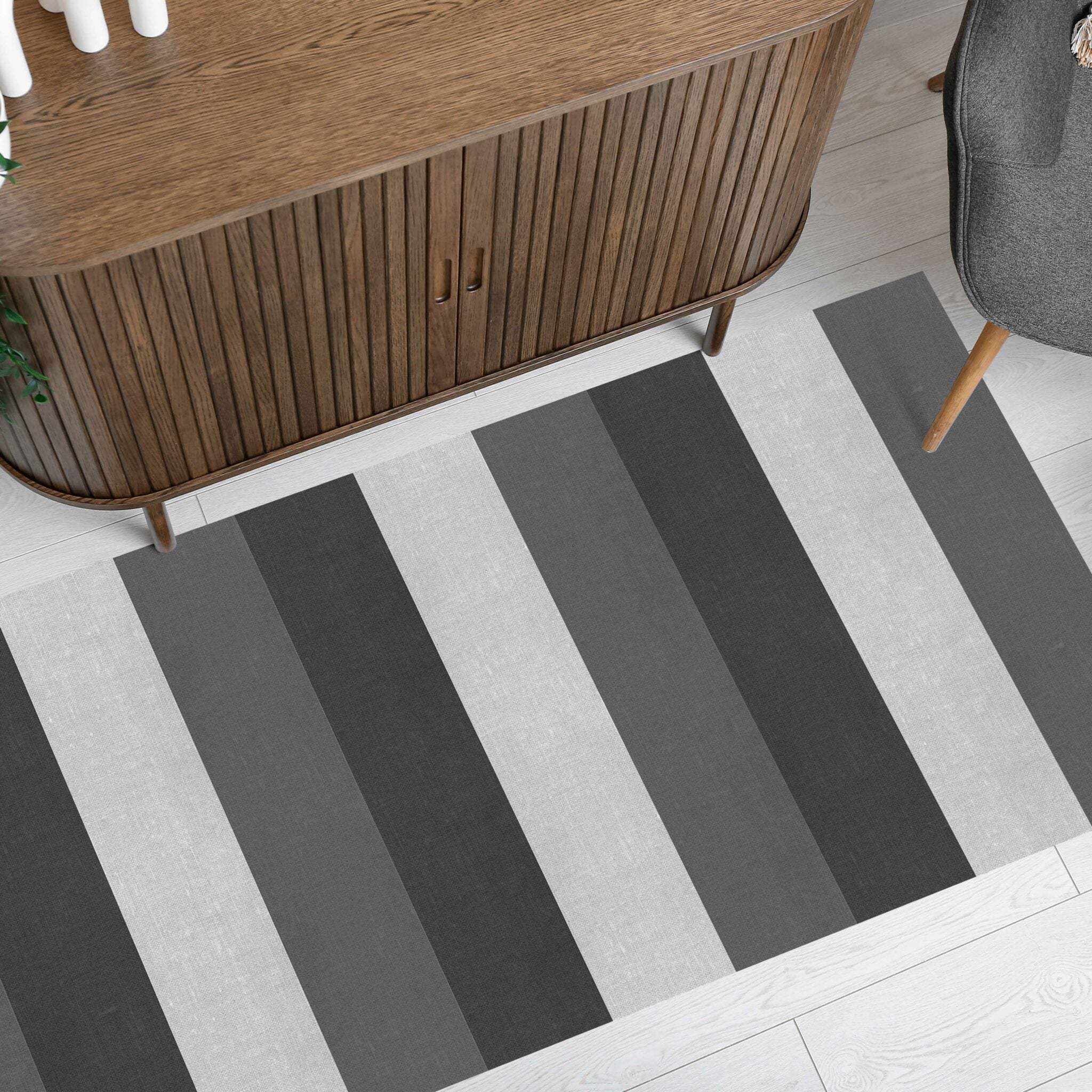 שטיח ויניל - דגם פסים אפור