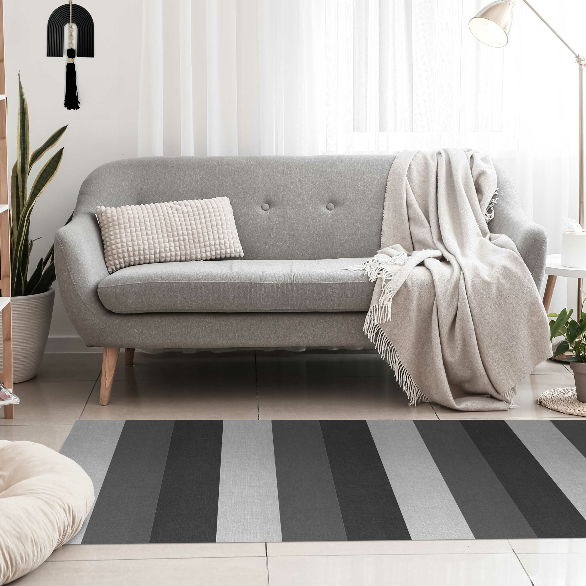 שטיח ויניל - דגם פסים אפור