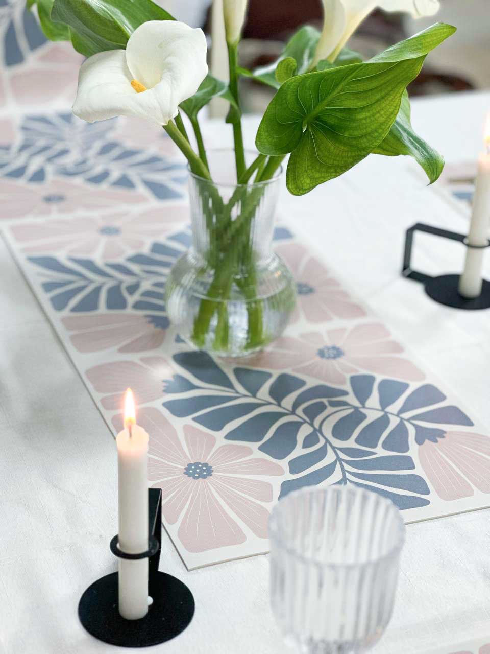 ראנר ויניל - דגם Blush Blue Floral