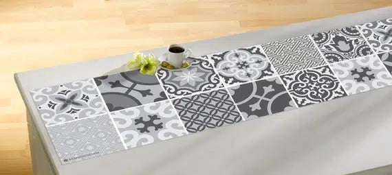 ראנר ויניל - דגם Tiles אפור