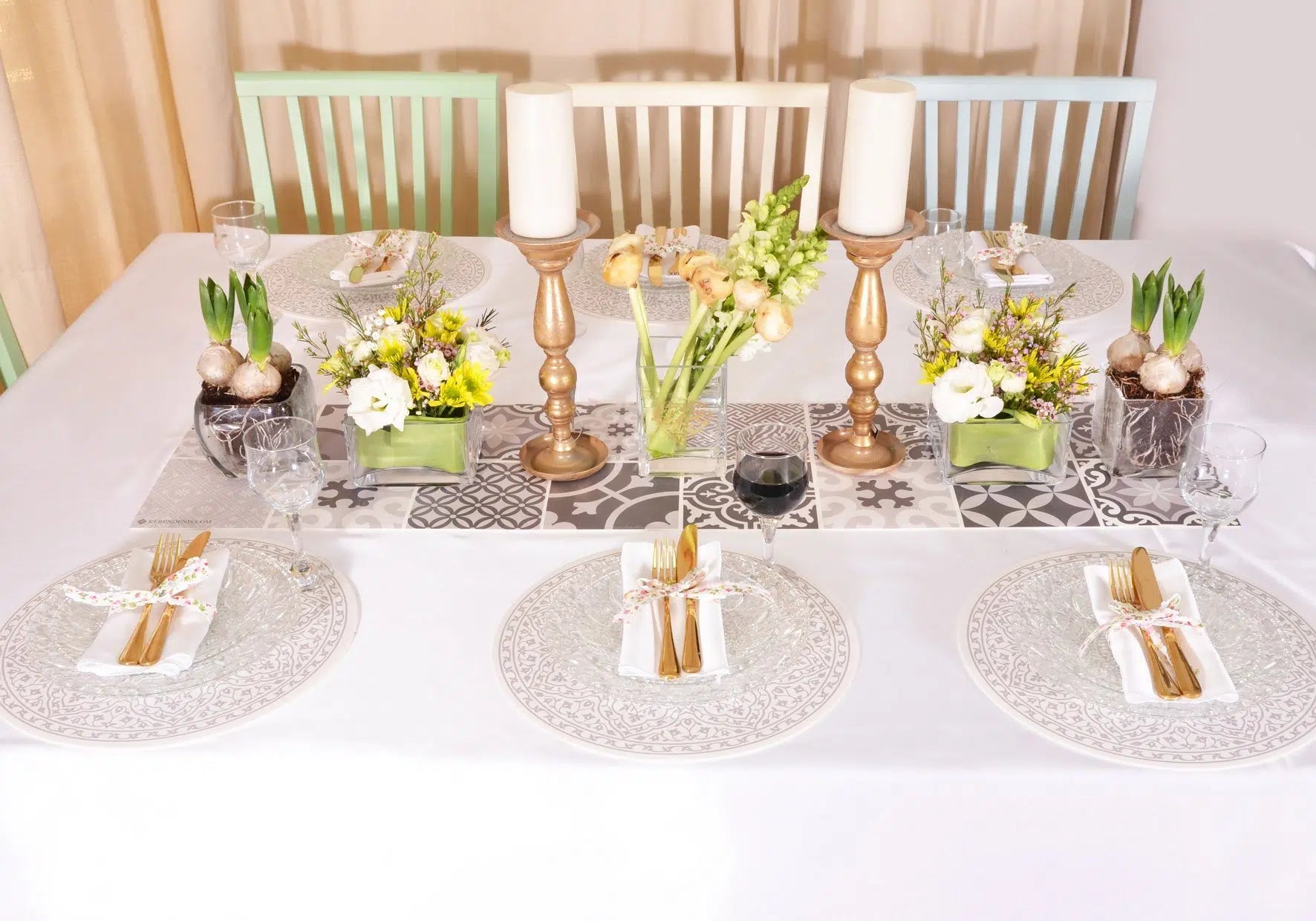 ראנר ויניל - דגם Tiles אפור