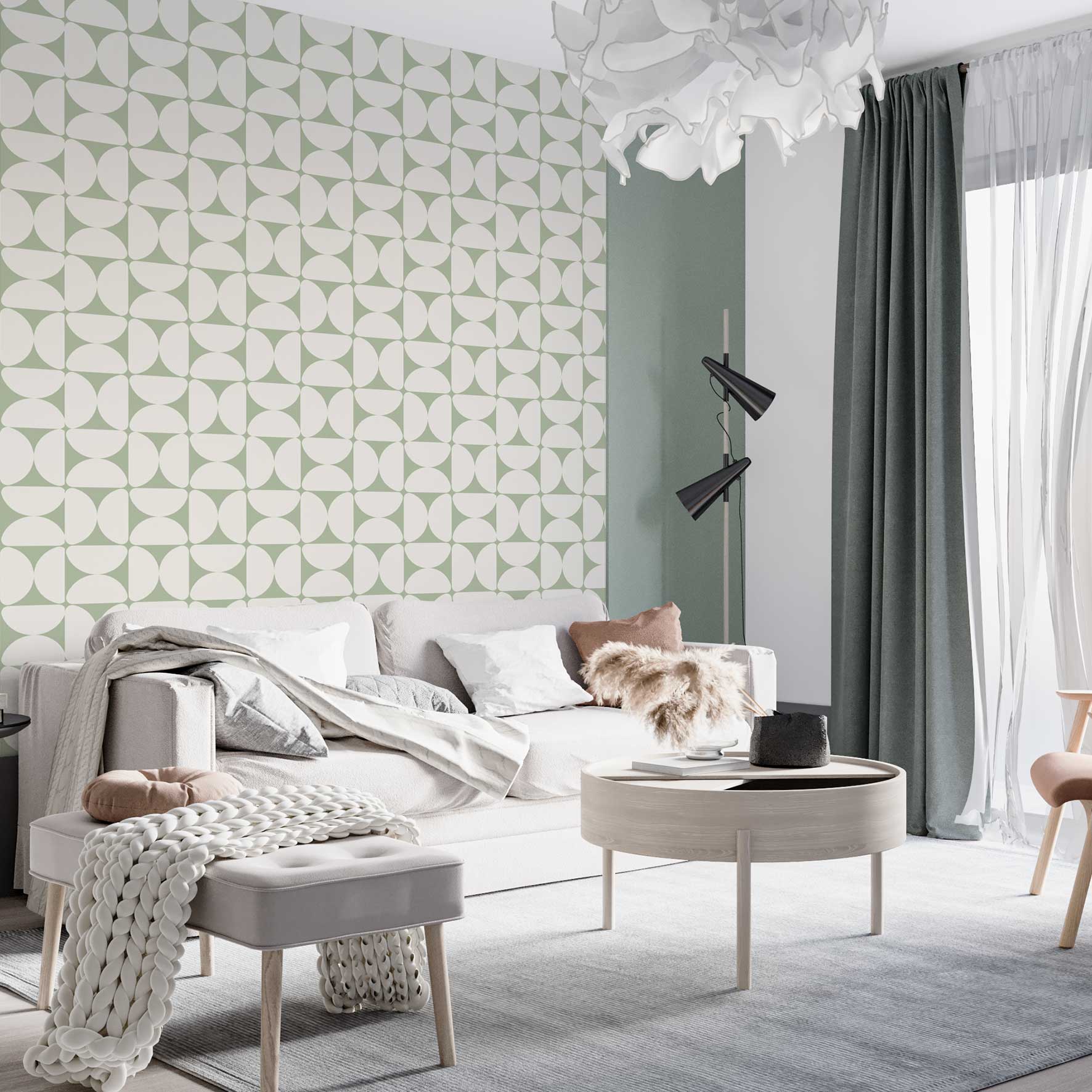 טפט לקיר - דגם אבסטרקט ירוק בהיר