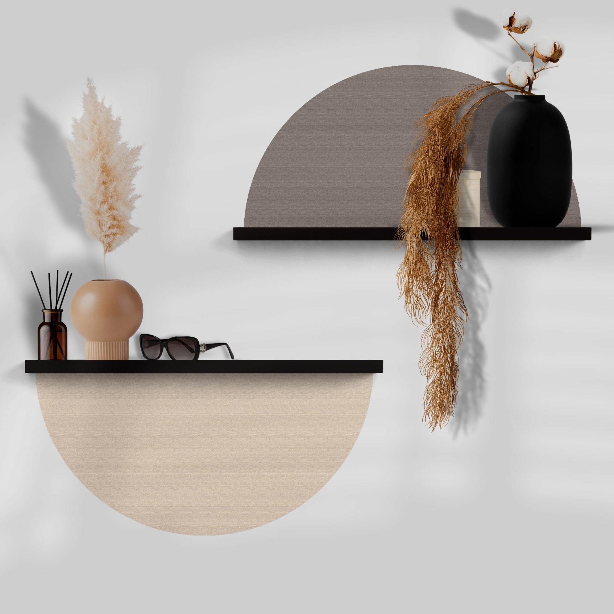 זוג מדבקות טפט במגוון צבעים - דגם חצי עיגול