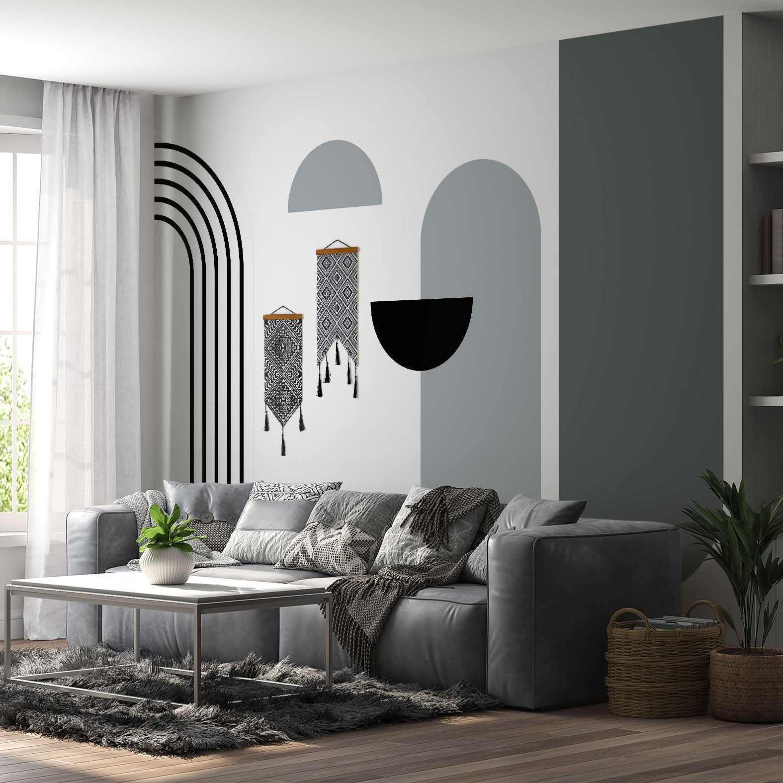 מדבקת טפט צורני - דגם קשת ענקית