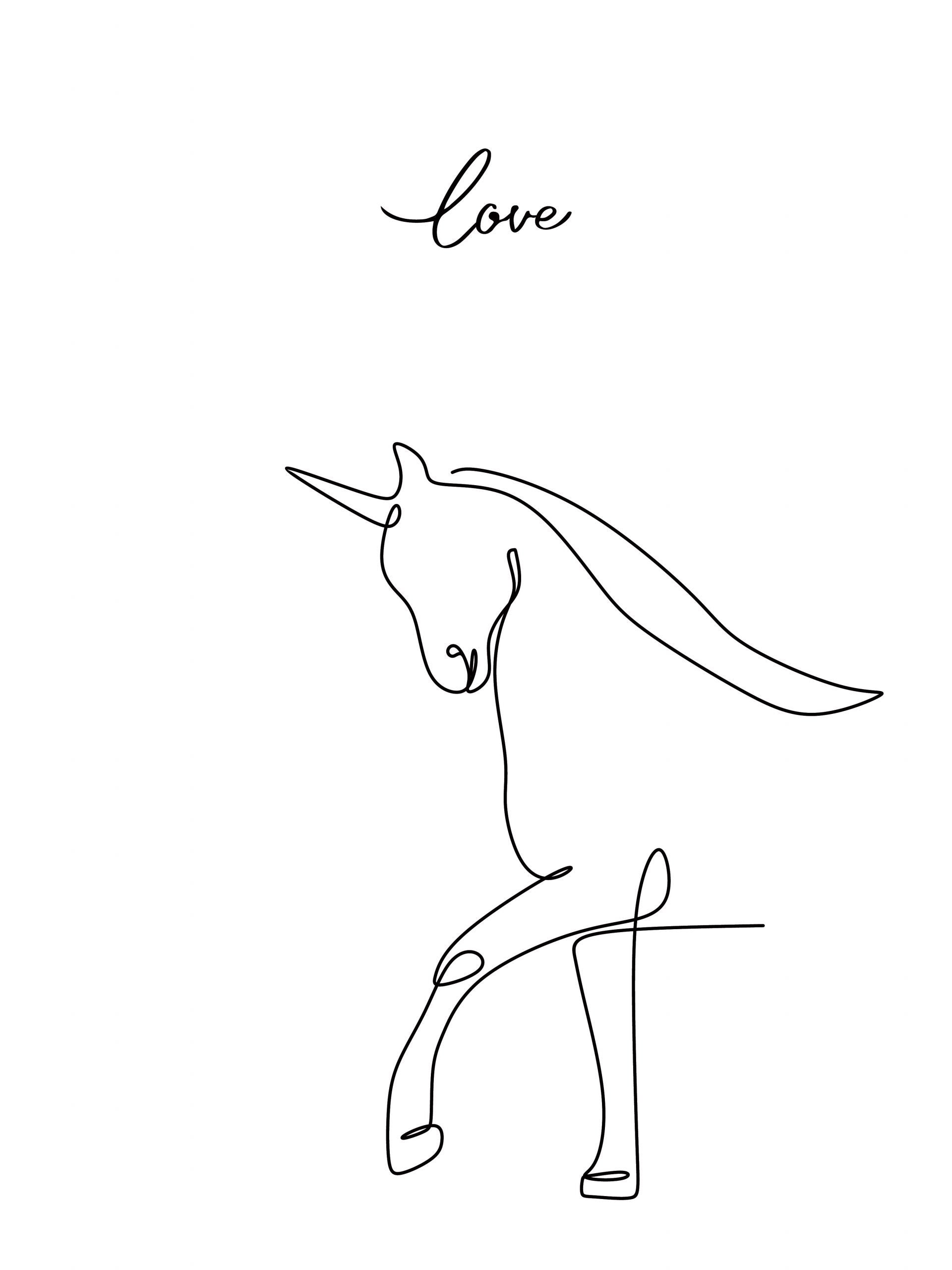 זוג פוסטרים - One line Unicorn