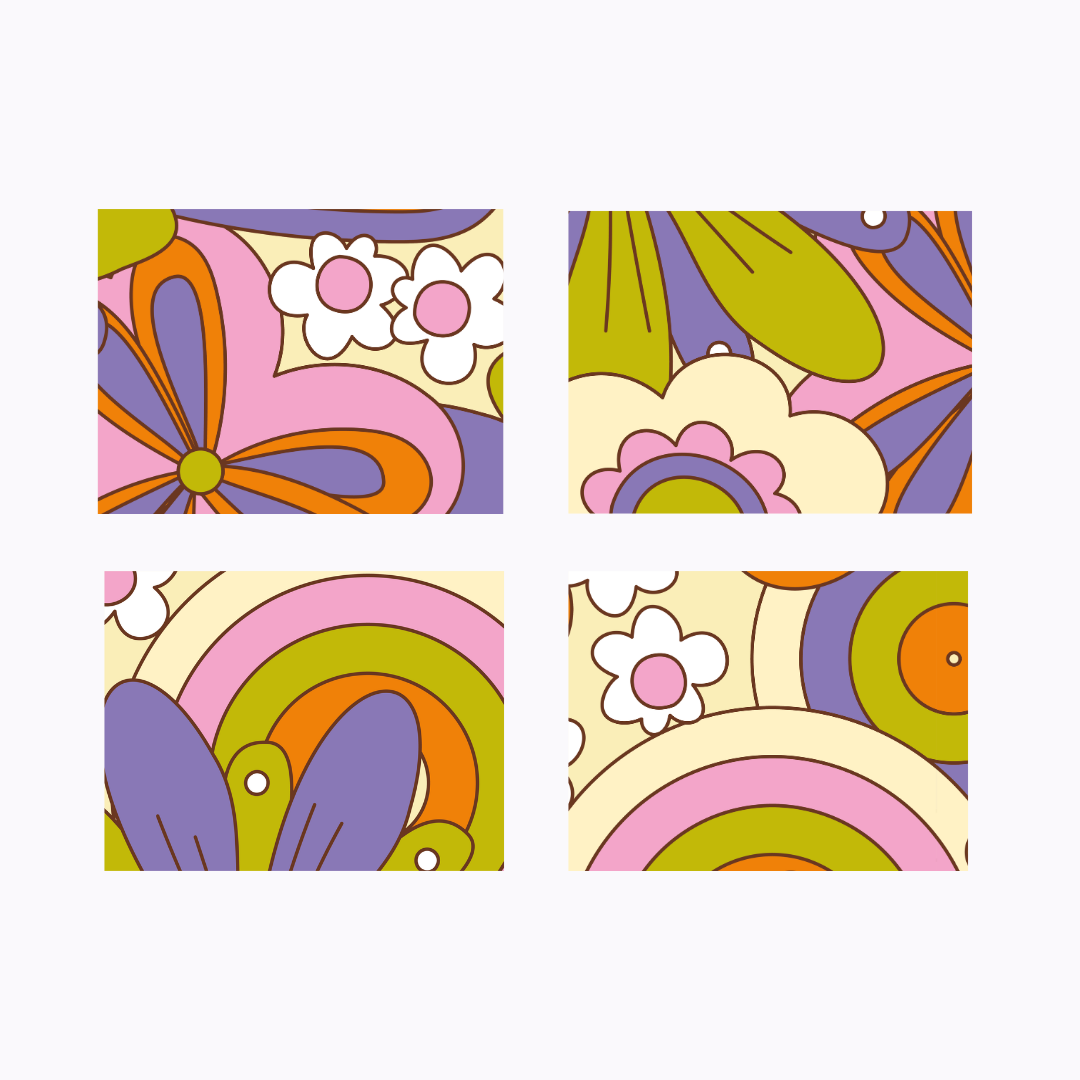 רביעיית פלייסמט ויניל רטרו - פריחת פיקה