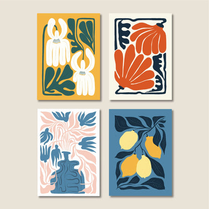 סט 4 גלויות - Nordic flowers