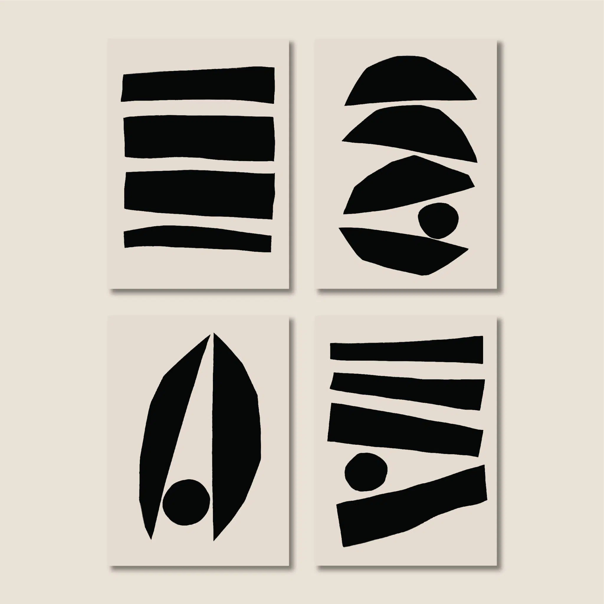 סט 4 גלויות - Abstract