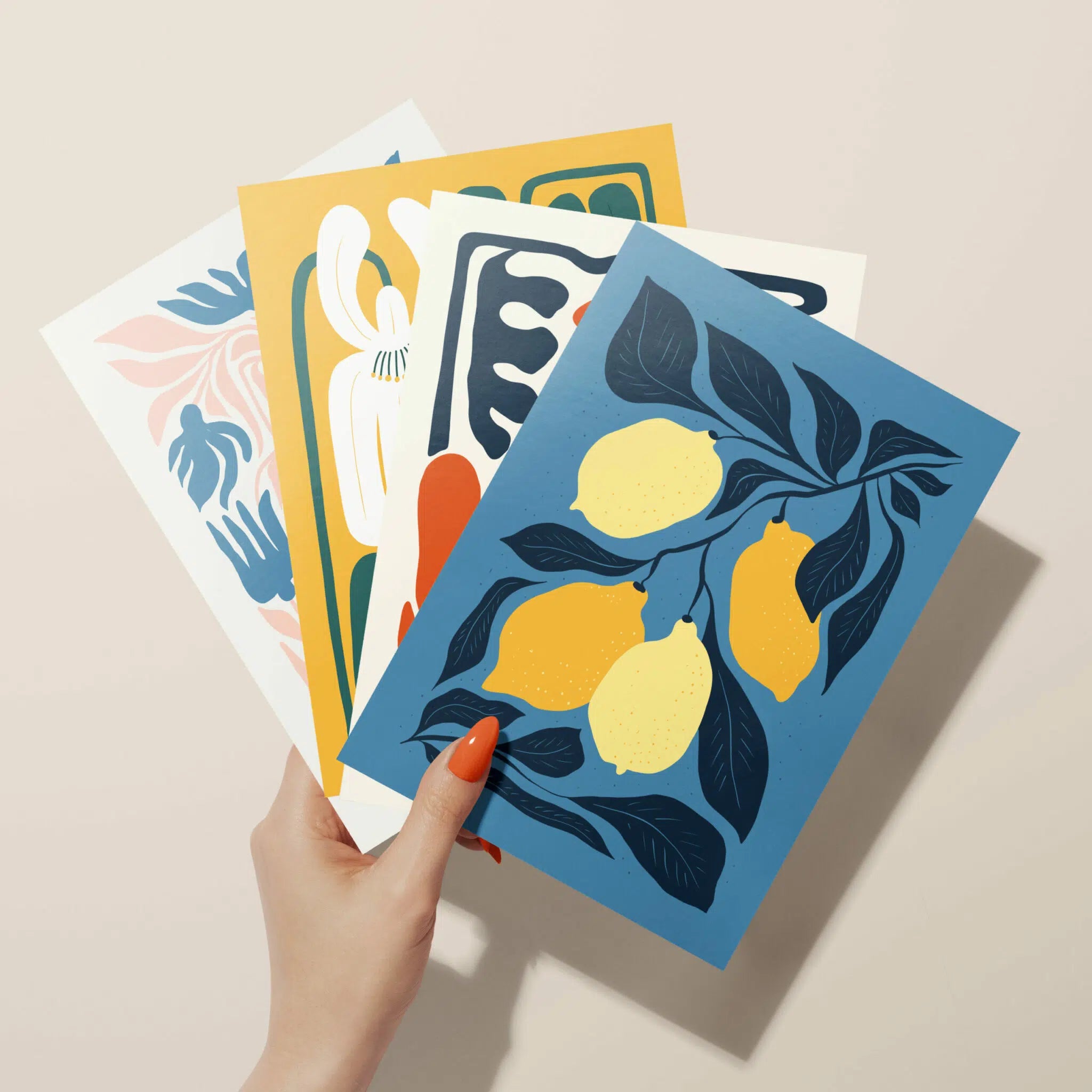 סט 4 גלויות - Nordic flowers