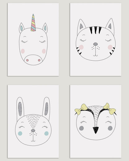 רביעיית הדפסים חיות נורדיות