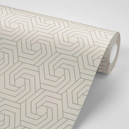 טפט לקיר - דגם גיאומטרי בז'