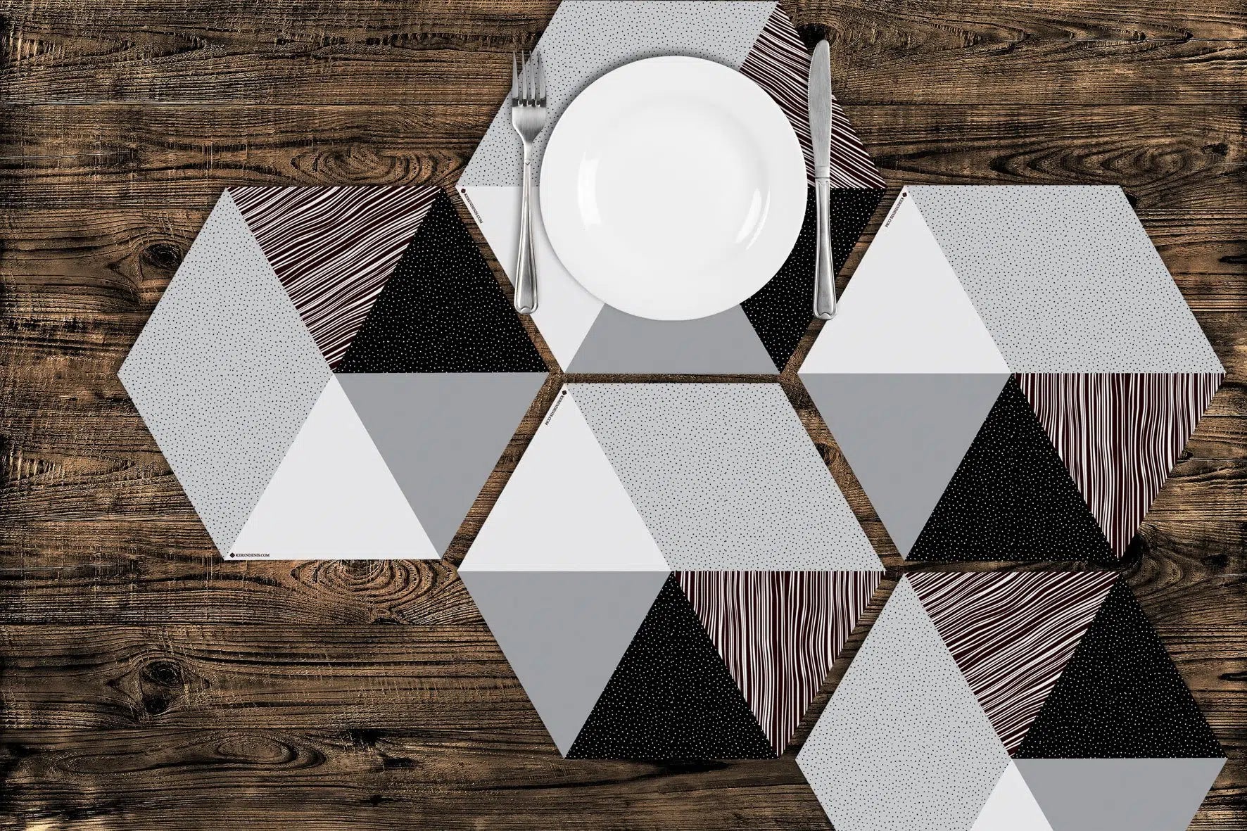 פלייסמט ויניל - משושה אפור