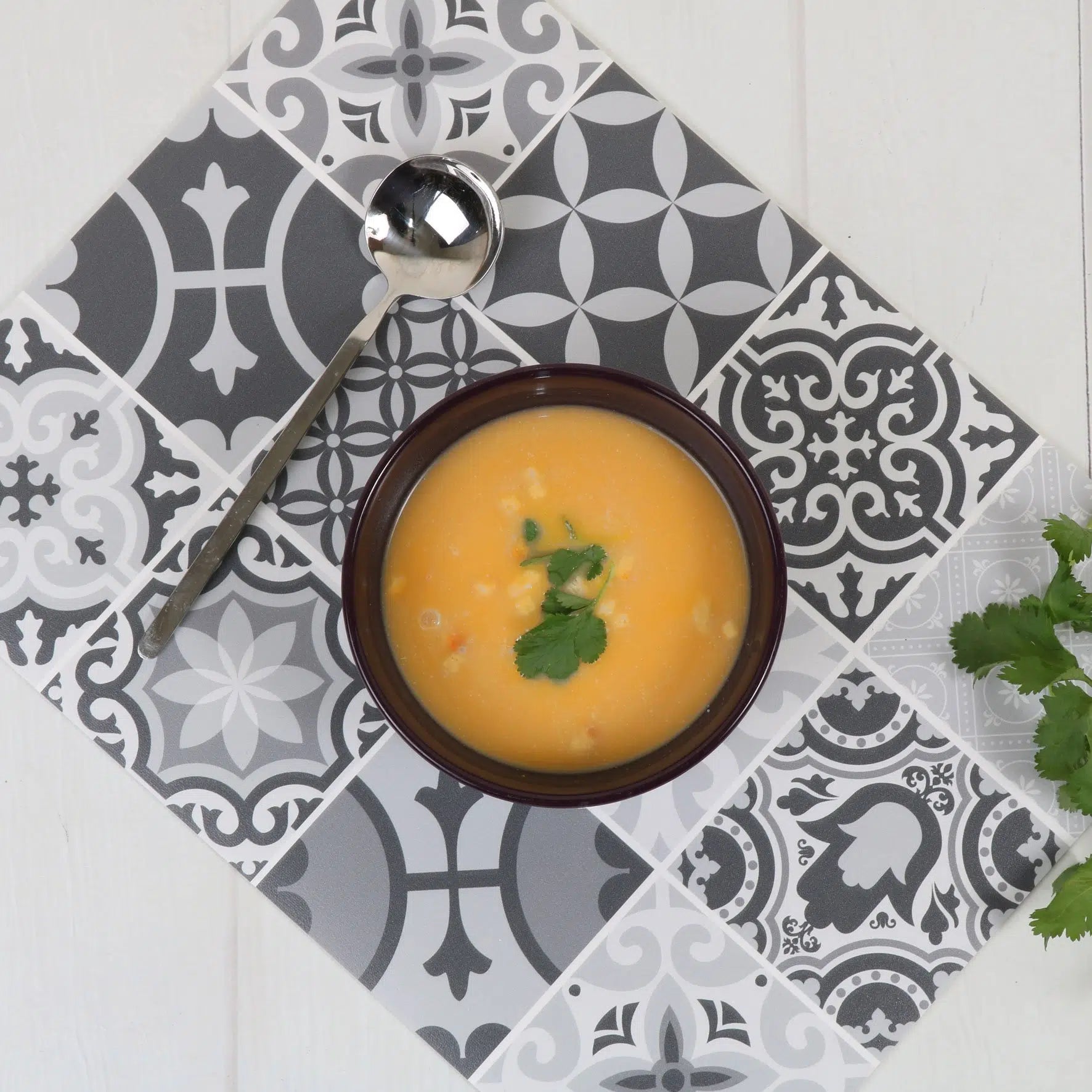 פלייסמט ויניל - דגם אריחים אפור