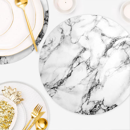 פלייסמט ויניל עגול - דגם White Marble