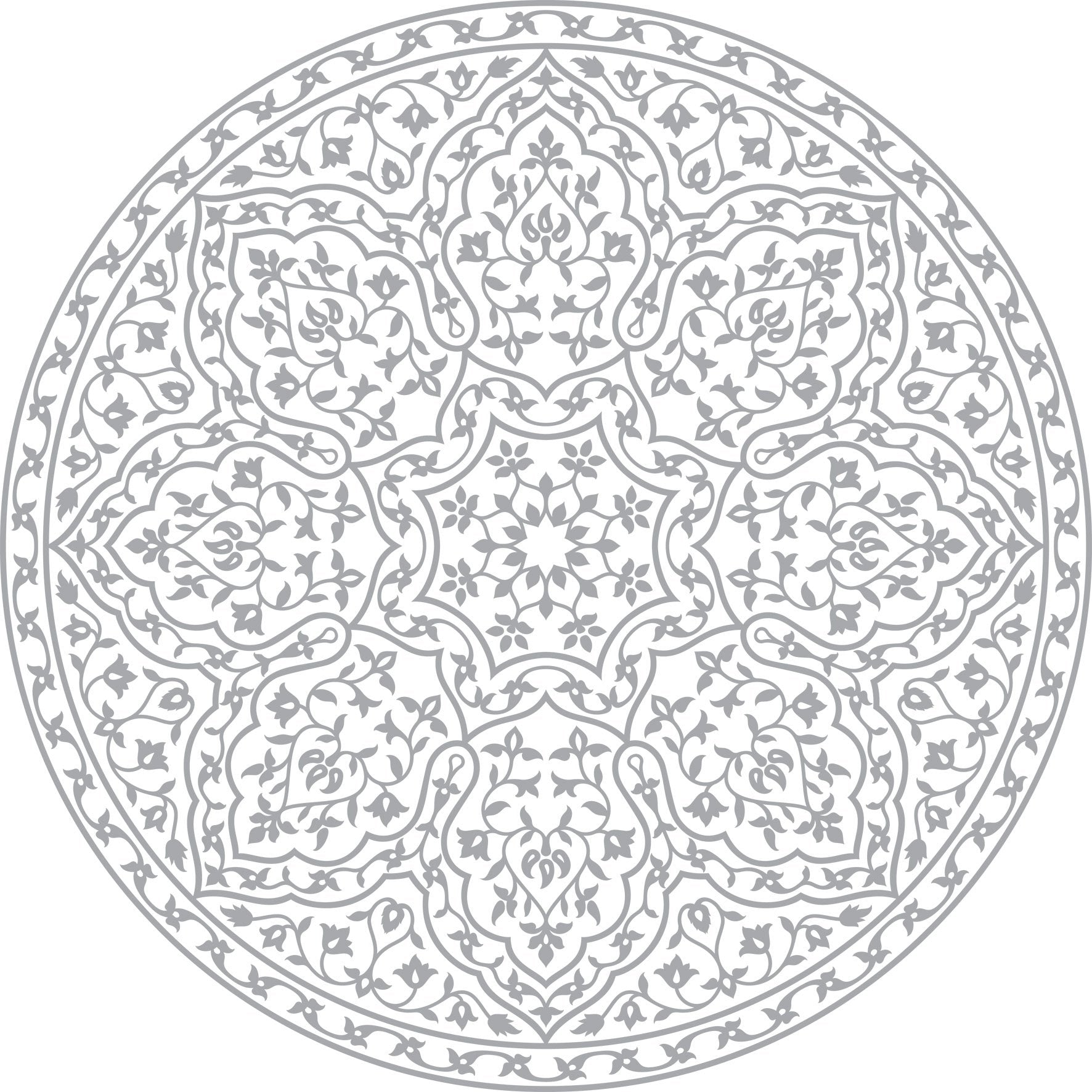 פלייסמט ויניל - עגול מנדלה אפורה